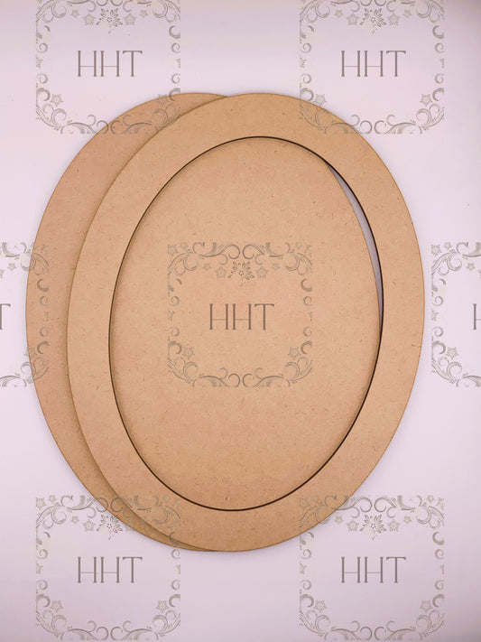 Laser Cut MDF, Wood, Large, Oval, Picture, Frame with Back, Blank, Base, 2 pc, Decoupage, Mixed Media, 8.5 x 11, 1/8 inch thick