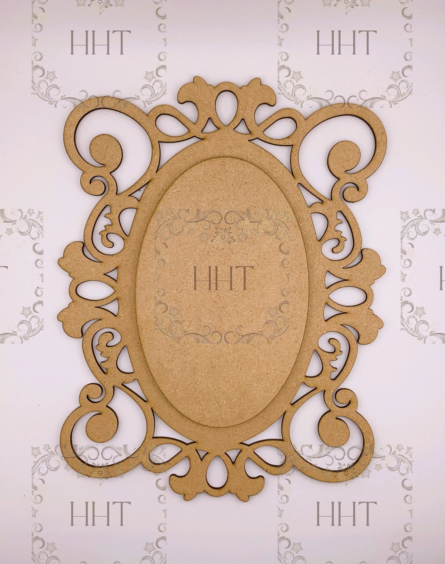 Laser Cut MDF, Vintage Style, Base, Blank, Overlay Center Oval, Plaque, Panel, 2 pc, Decoupage, Crafts, Mixed Media, 2 sizes Handcrafted Holiday Traditions