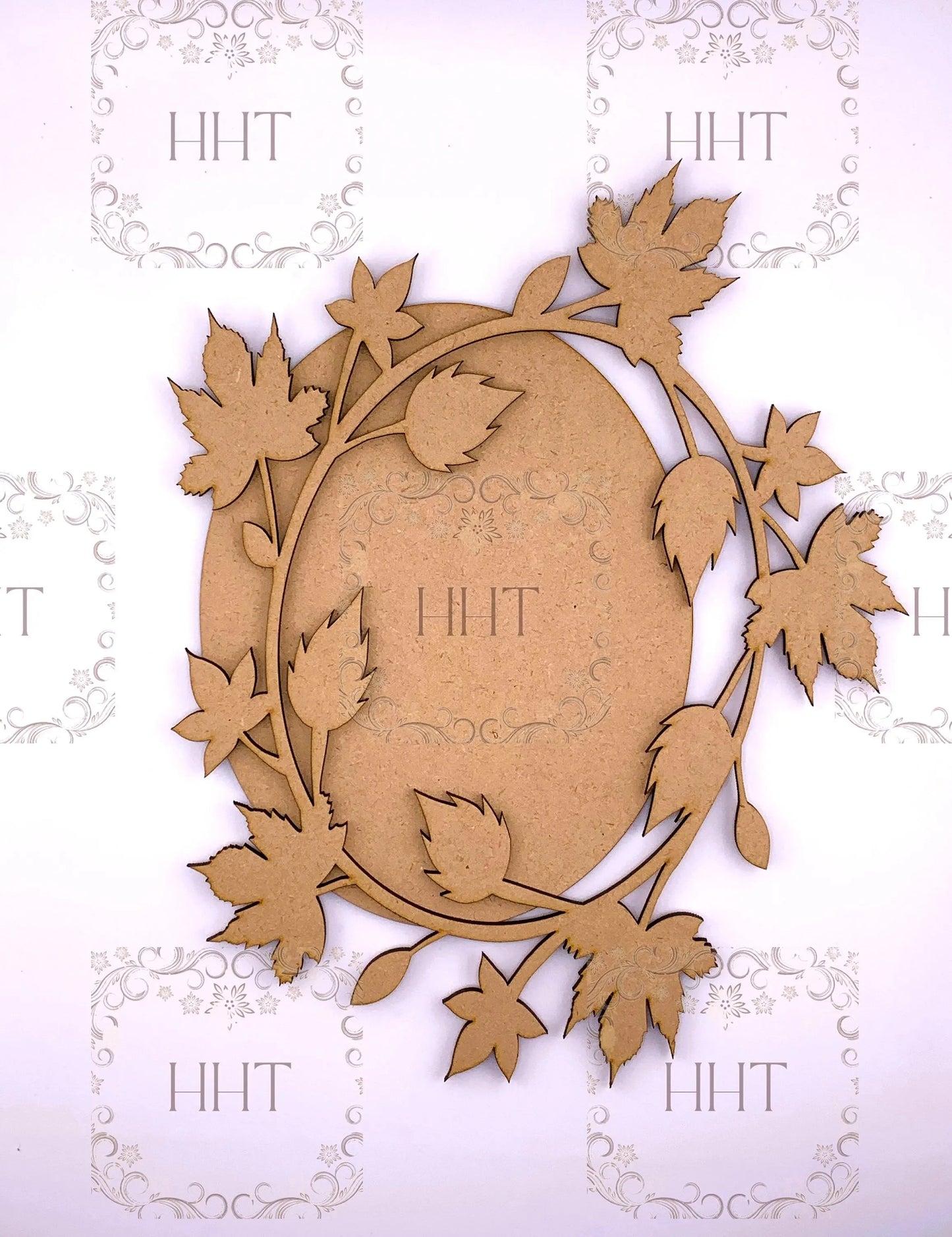 Laser Cut MDF, Fall, Autumn, Wreath, Leaves, Circle Base, Blank, Plaque, 2 pc, Decoupage, Mixed Media, 2 sized, Round, Oval, 1/8 in Handcrafted Holiday Traditions
