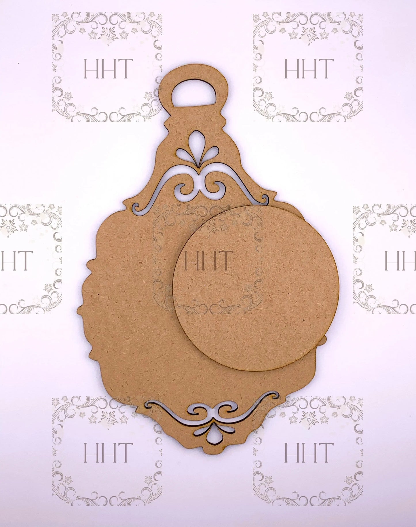 Laser Cut MDF, Vintage Style, Pendant, Ornament, Blank, Base, Center Overlay 2 piece, Decoupage, Crafts, Mixed Media, 6 x 9 in, 1/8 Handcrafted Holiday Traditions