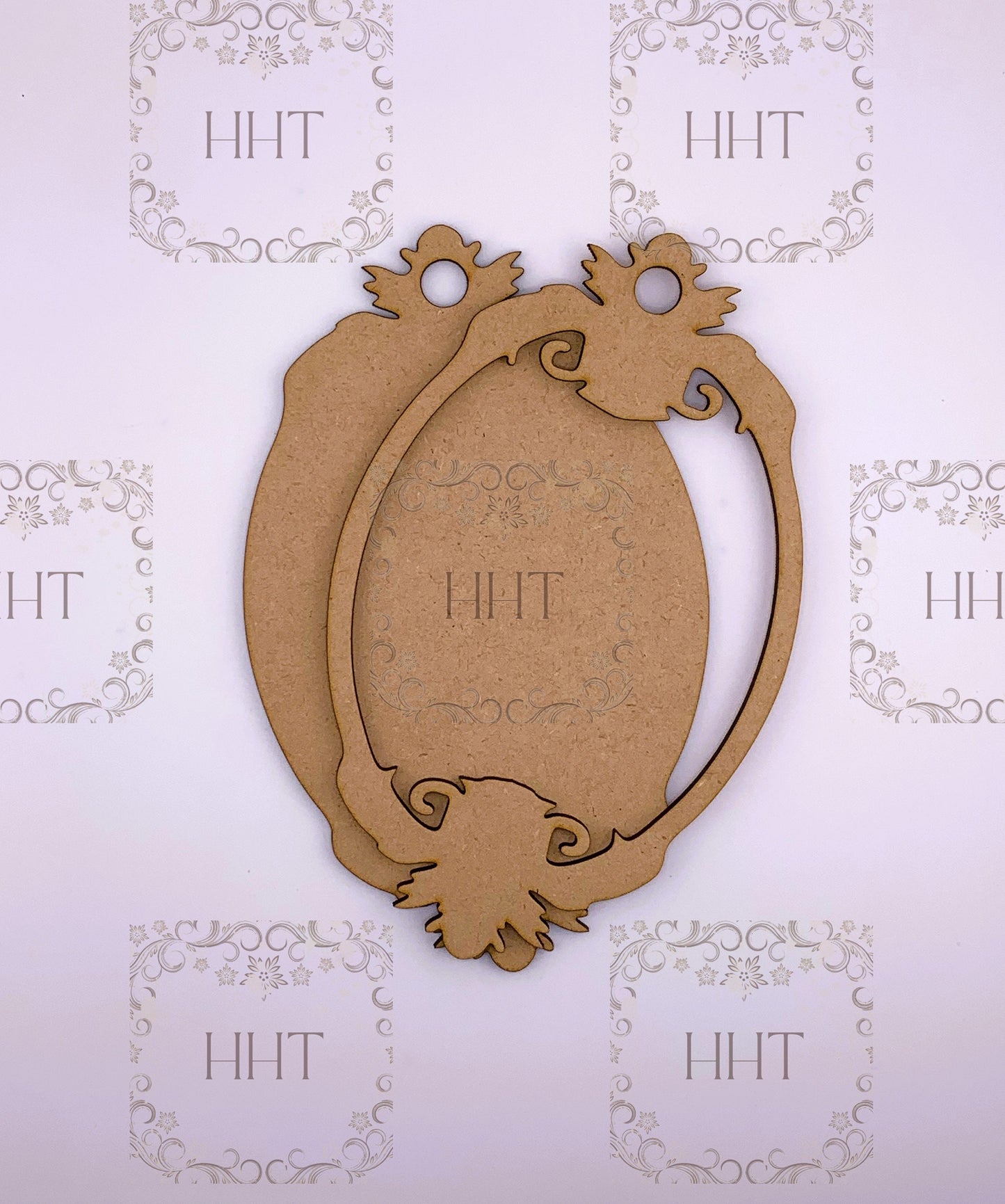 Laser Cut MDF, Vintage Style, Pendant, Ornament, Blank, Base, Frame Overlay, 2 pc, Decoupage, Crafts, Mixed Media, 4 x 7 in, 1/8