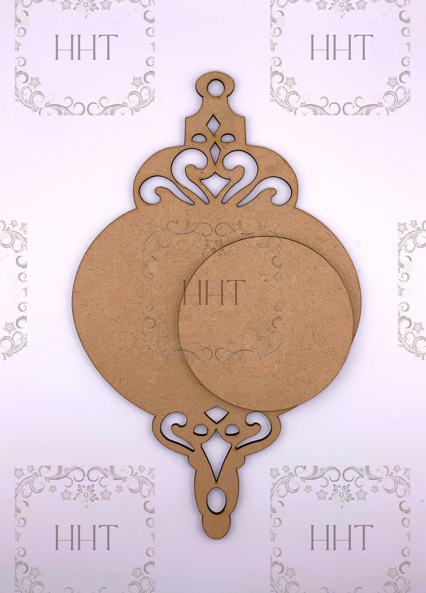 Laser Cut MDF, Christmas, Vintage Style, Ornament Base Blank, Center Overlay 2 pc, Decoupage, Mixed Media, 6 x 9.5 in, 1/8 in thick Handcrafted Holiday Traditions