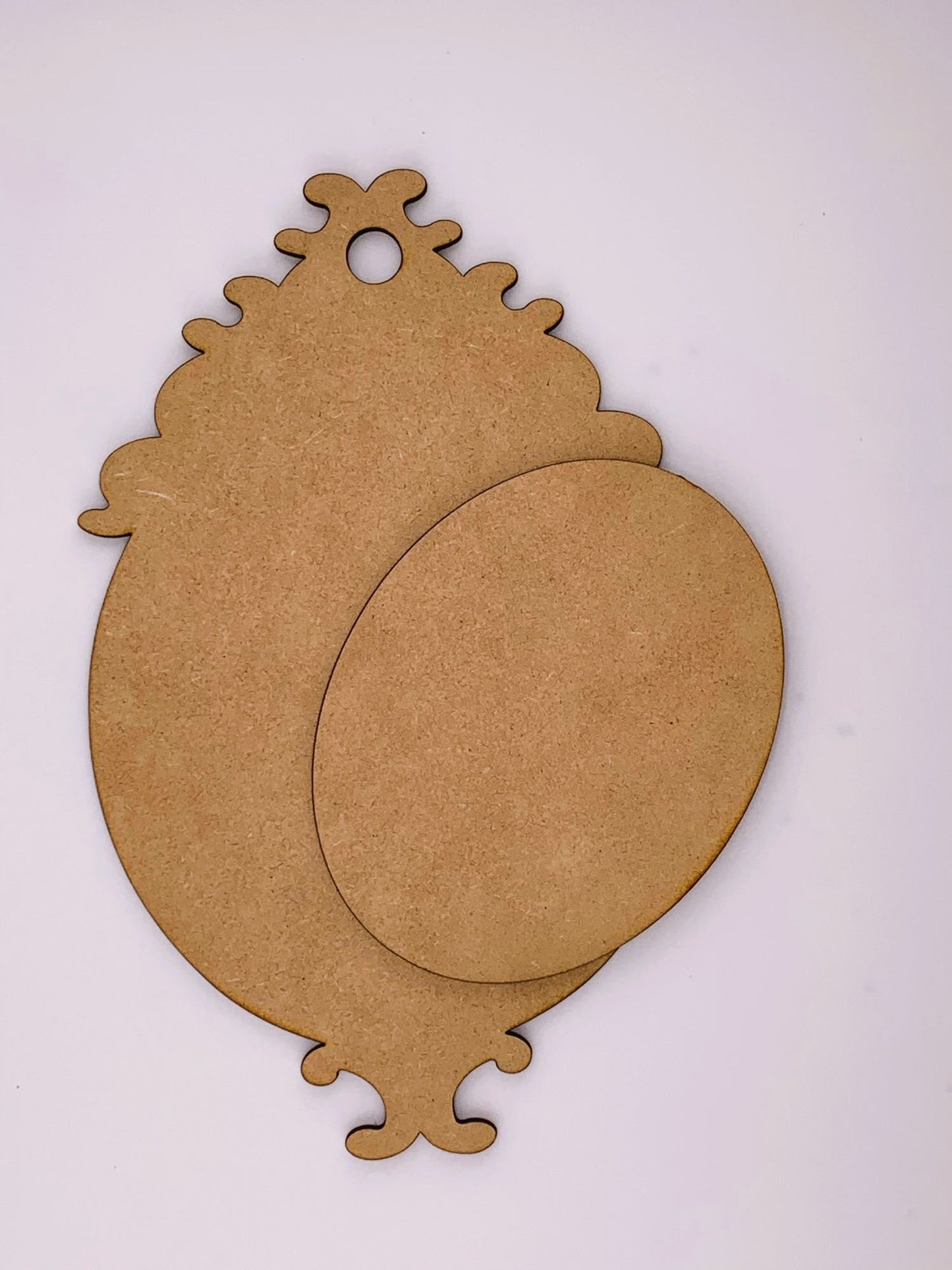 Laser Cut MDF Christmas Ornament Base Blank with center overlay 2 piece for Decoupage Mixed Media, Craft, Crafts, 8 x 5 , 1/8 , Crafts