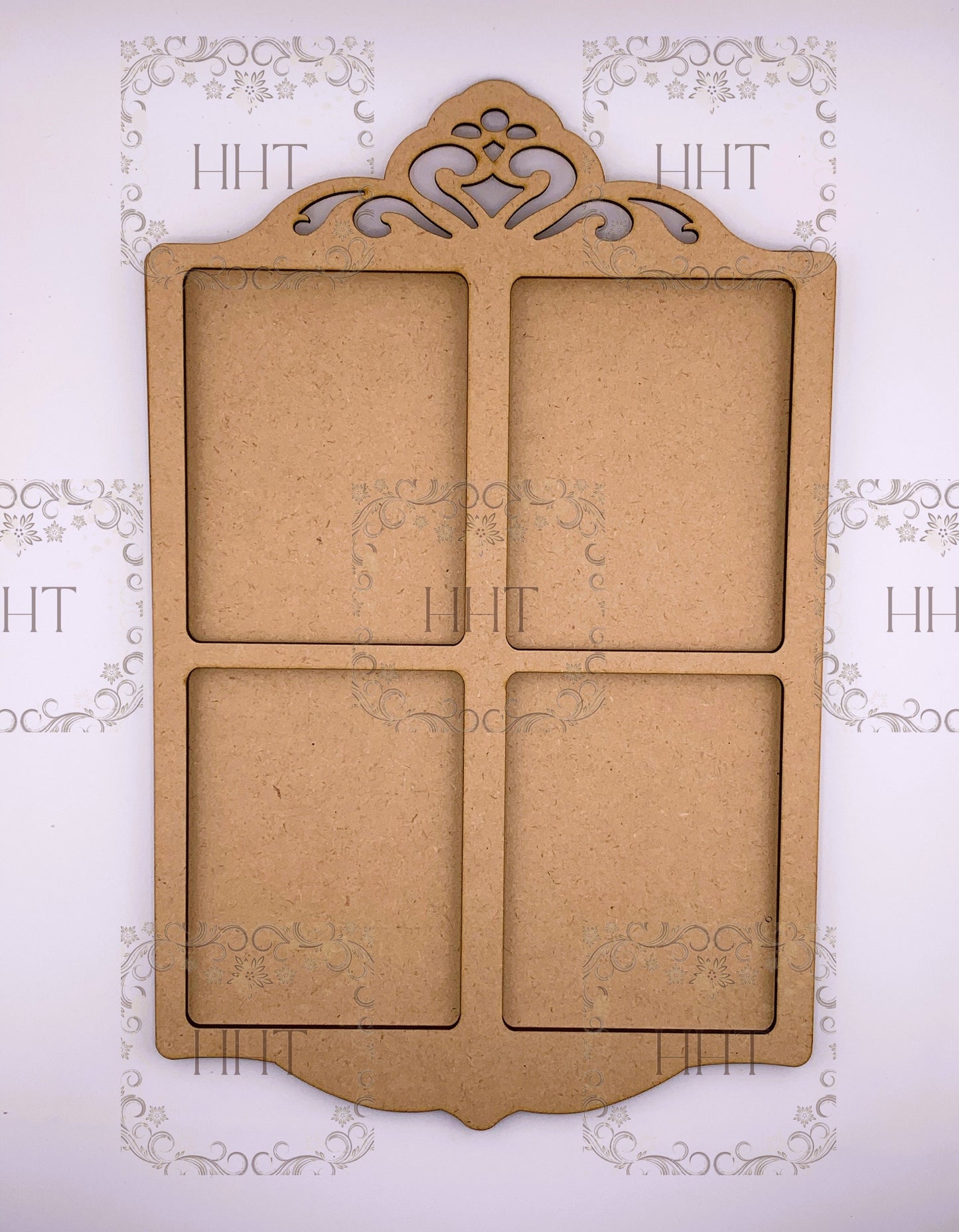 Laser Cut MDF, Base, Blank, Overlay, Plaque, Panel, 2 piece, Windowpane, Vintage Style, Decoupage, Mixed Media, Craft, 8 X 12.5 , 1/8