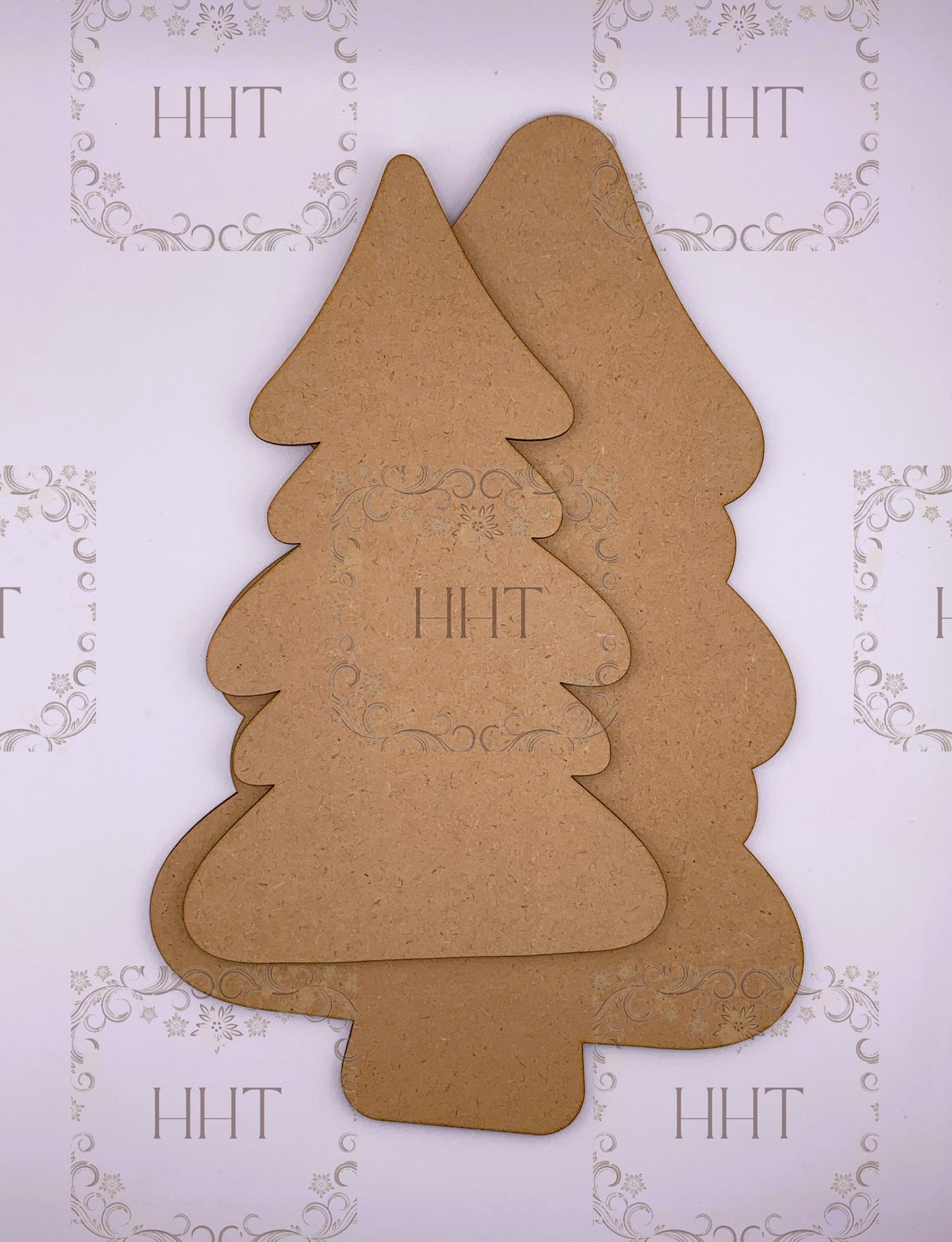 Laser Cut MDF, Christmas Tree, Plaque, Blank, Base, Overlay, Decoupage, Mixed Media, Crafts,, 2 Pieces, 7.5"w x 11.5"h, 1/8"