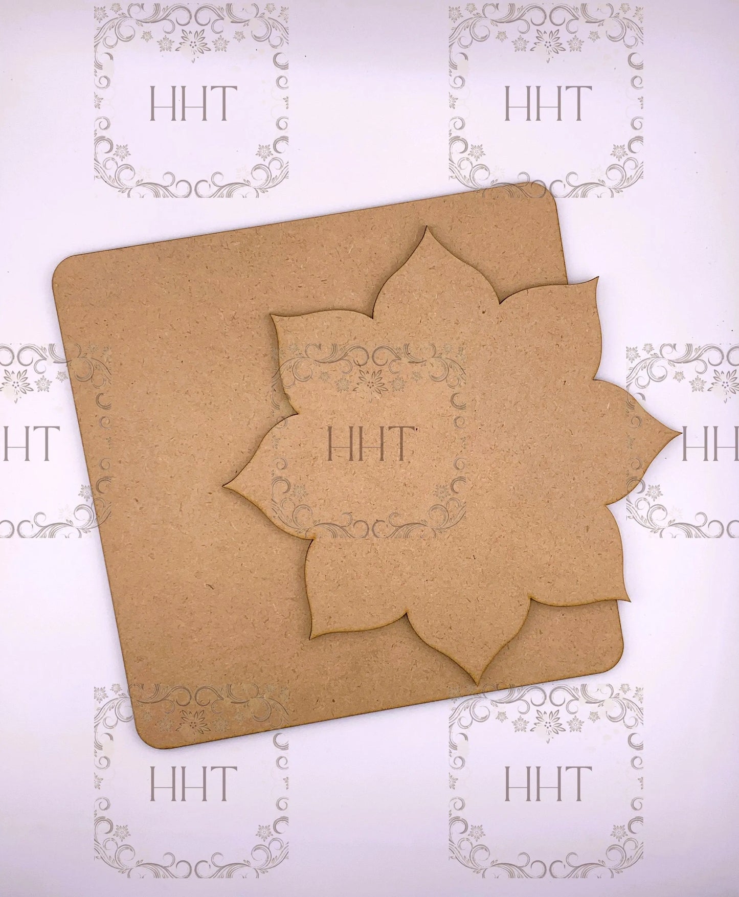 Laser Cut MDF, Mandala, Universe Symbol, Square Plaque, Center Overlay, Base, Blank, Panel, 2 pc, Decoupage, Mixed Media, 8 x 8 in x 1/8 in Handcrafted Holiday Traditions