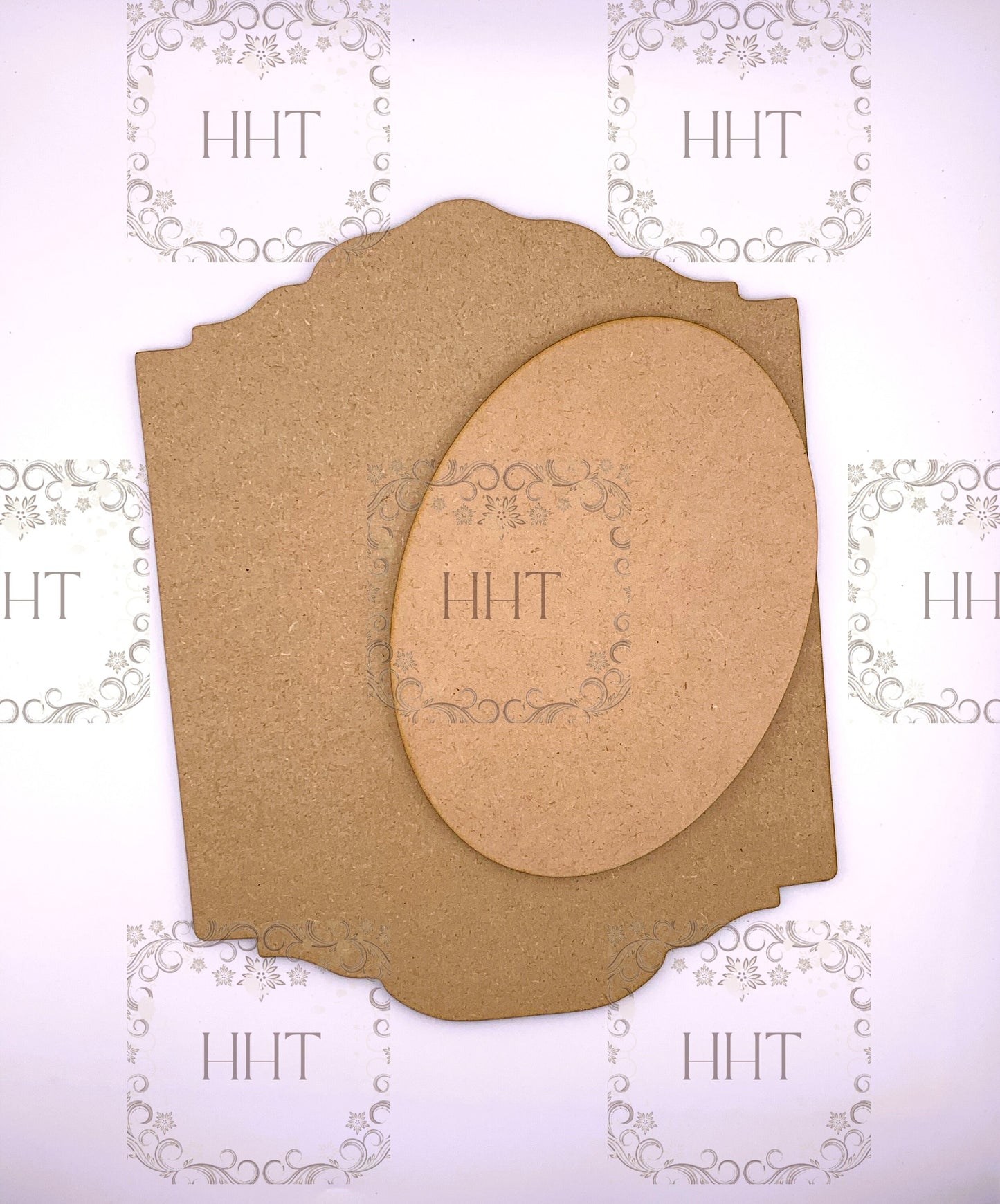 Laser Cut MDF, Base, Blank, Plaque, Center, Oval Overlay, Wall Decor, Panel, 2 piece blank, Decoupage, Mixed Media, 8 x 10 in, 1/8 inch