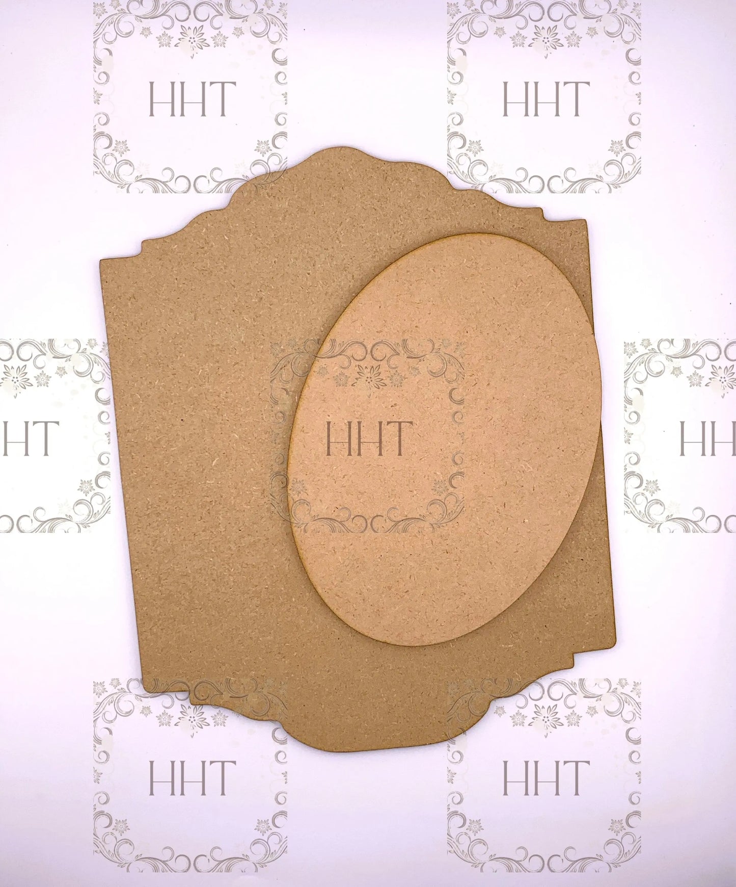 Laser Cut MDF, Base, Blank, Plaque, Center, Oval Overlay, Wall Decor, Panel, 2 piece blank, Decoupage, Mixed Media, 8 x 10 in, 1/8 inch Handcrafted Holiday Traditions