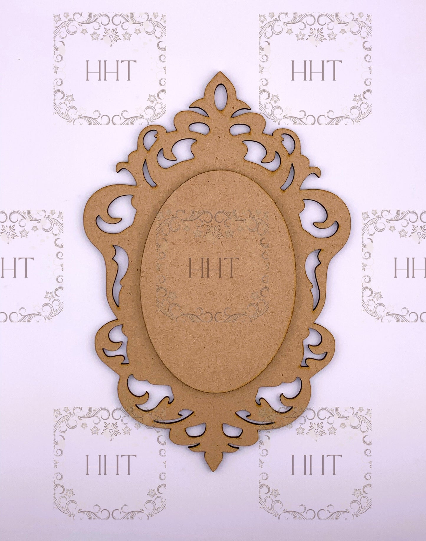 Laser Cut MDF, Vintage Style, Pendant, Ornament, Blank, Base, Center Overlay 2 pc, Decoupage, Crafts, Mixed Media, 6 x 9 , 1/8