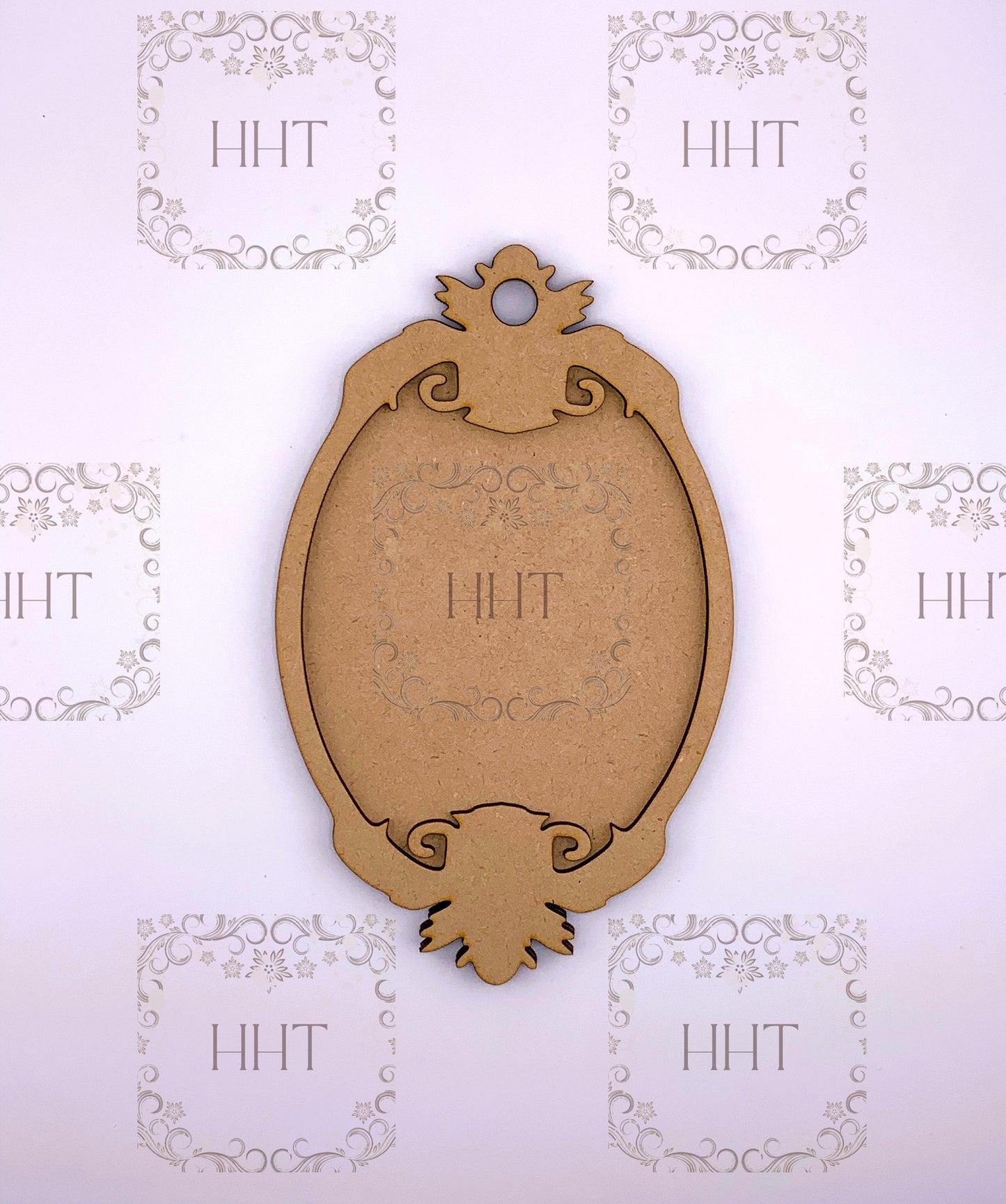 Laser Cut MDF, Vintage Style, Pendant, Ornament, Blank, Base, Frame Overlay, 2 pc, Decoupage, Crafts, Mixed Media, 4 x 7 in, 1/8