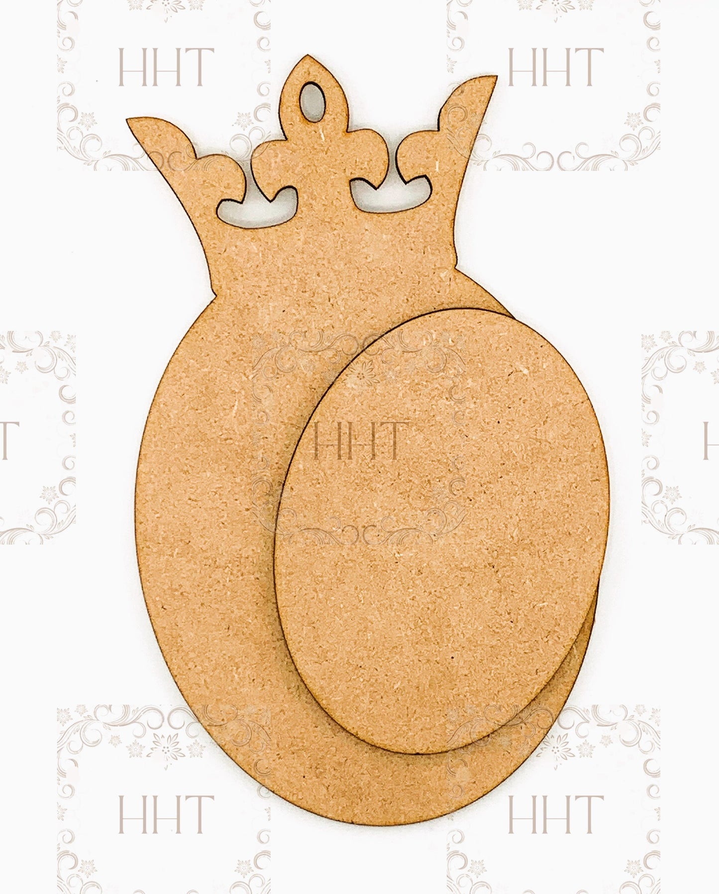 Laser Cut MDF, Ornament. Base, Blank, Princess, Queen, King, Crown, Center Overlay, 2 pc for Decoupage, Crafts, Mixed Media,, 1/8