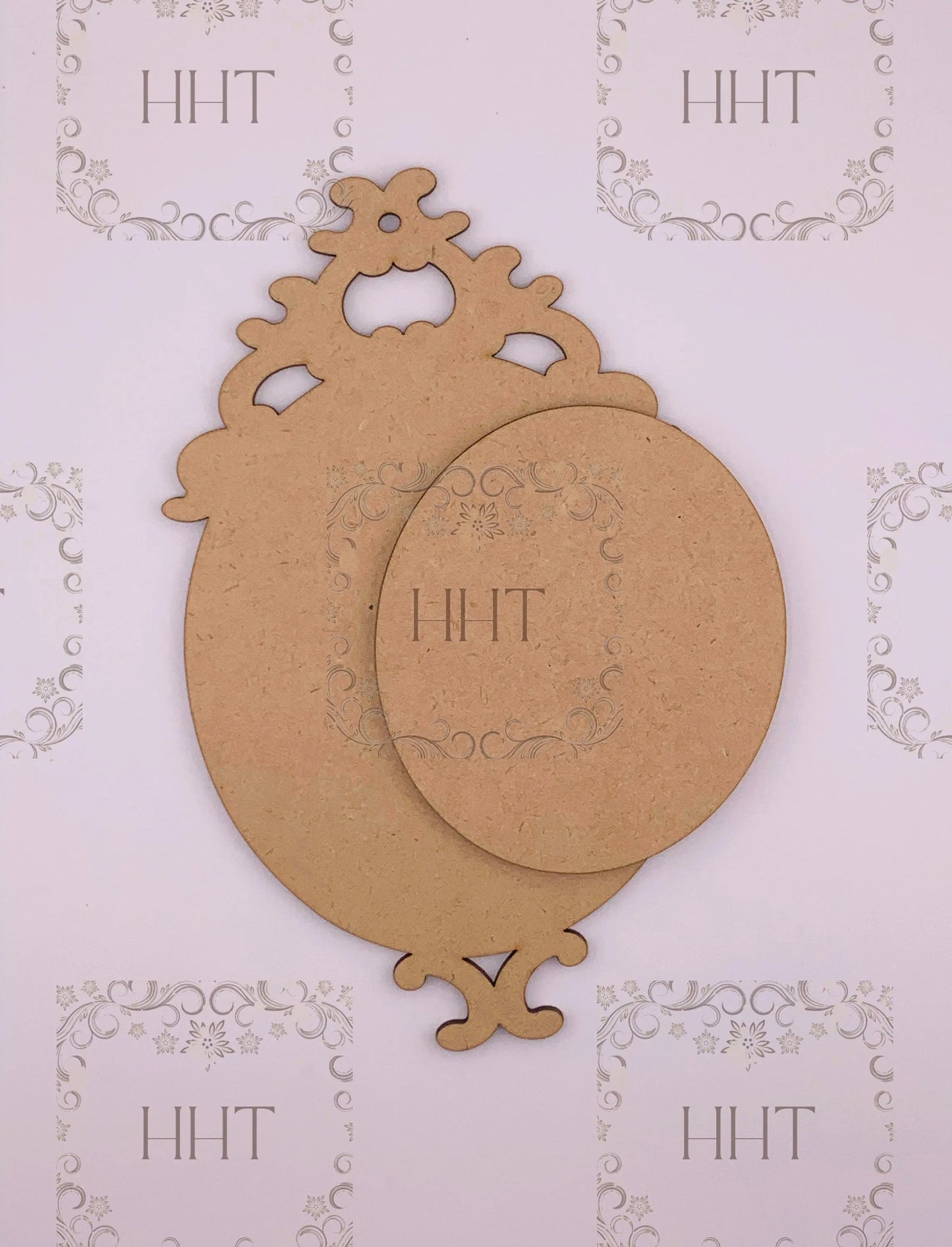 Laser Cut MDF Christmas Pendant Ornament Base Blank and center overlay 2 piece for Decoupage Crafts, Mixed Media, 9 x 5 in, 1/8 Handcrafted Holiday Traditions