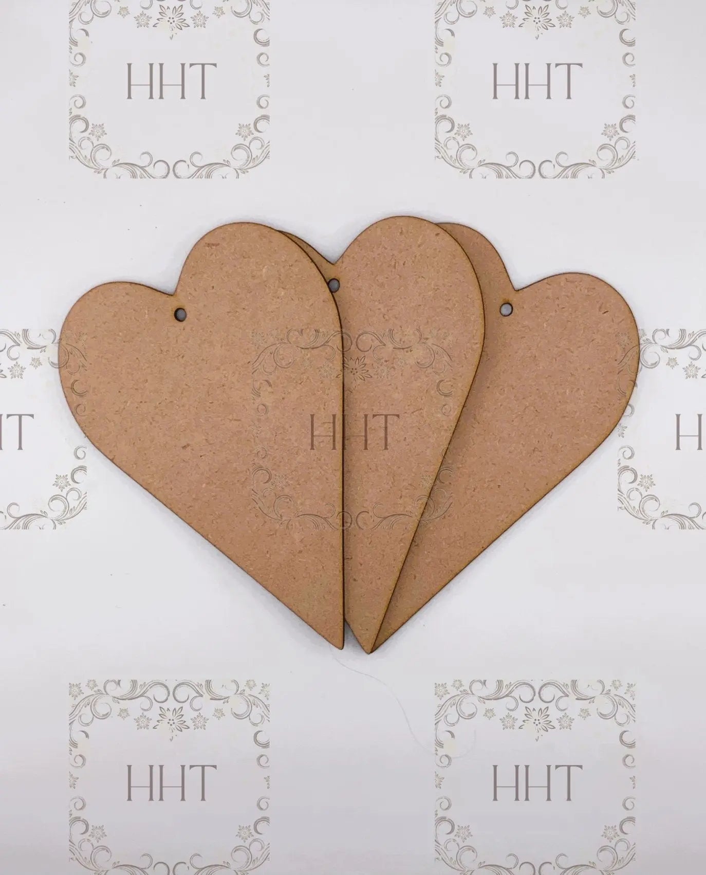 Laser Cut MDF, Heart Ornament, Blank, Base, Set 3, Decoupage Crafts, Mixed Media, 4" x 6", 1/8" thick Handcrafted Holiday Traditions