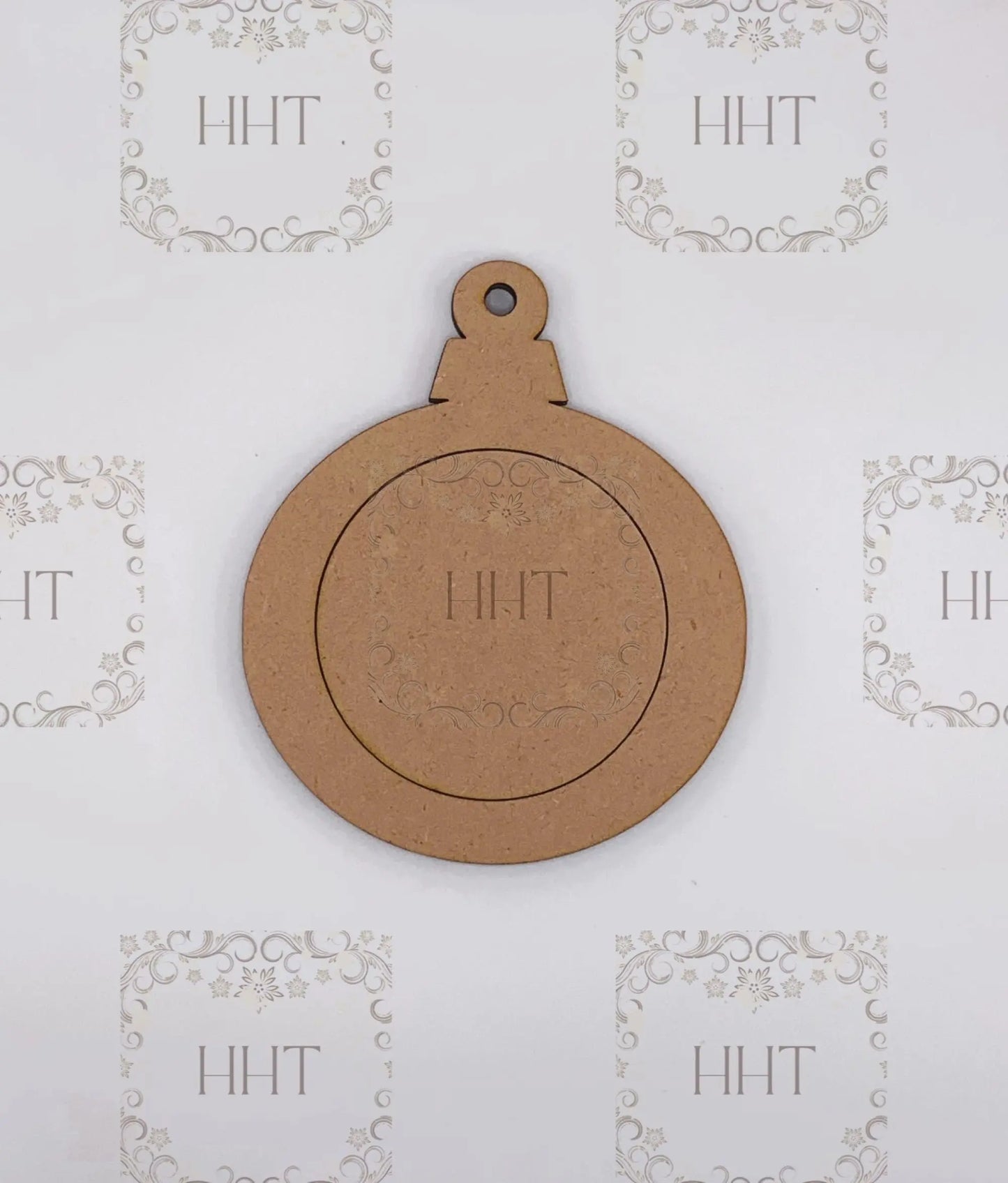 Laser Cut MDF, Vintage Style, Round, Christmas Ornament, Blank, Base, Overlay, Frame, 3 piece, Decoupage, Mixed Media, 4.5 x 5", 1/8" Handcrafted Holiday Traditions