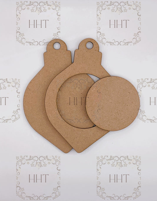 Laser Cut MDF, Vintage Style, Christmas Ornament, Blank, Base, Overlay, Frame, 3 piece, Decoupage, Mixed Media, 4.25' x 6.25",  1/8"