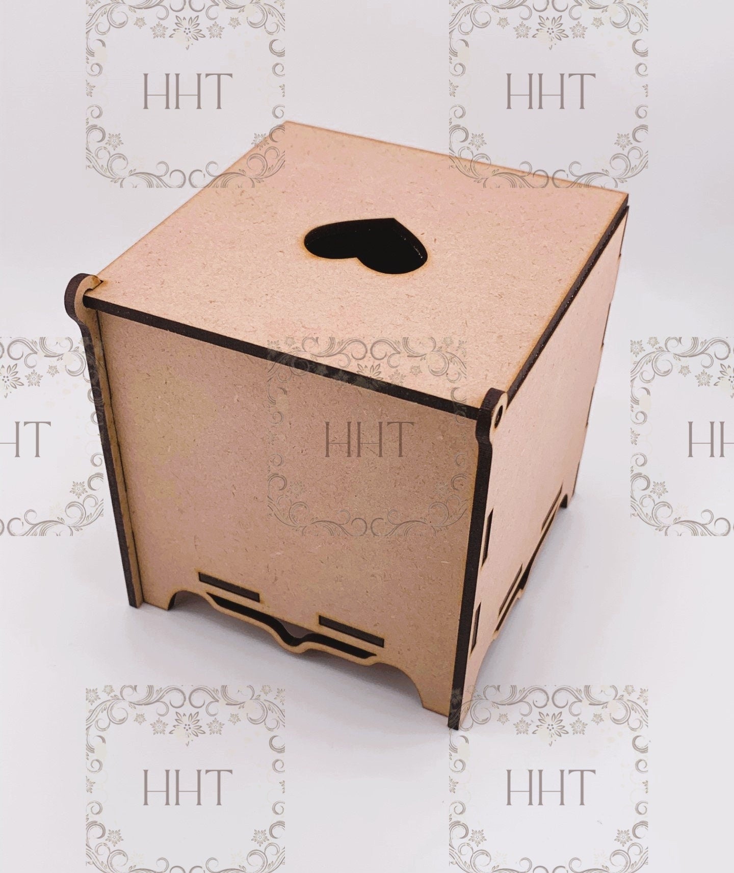 Laser Cut MDF, Trinket, Jewelry, Gift Box, Craft, Base, Blank, Canvas, Square, Decoupage, Mixed Media, Paintable, 6 pc, 4 x 4 x 4.25