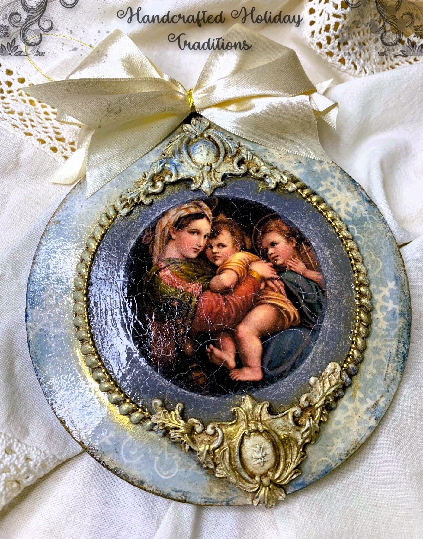 Laser Cut MDF, Christmas, Ornament, Circle, Base, Blank, Frame Overlay 3-piece, Decoupage, Mixed Media, Crafts, 5 diameter, 1/8 inch
