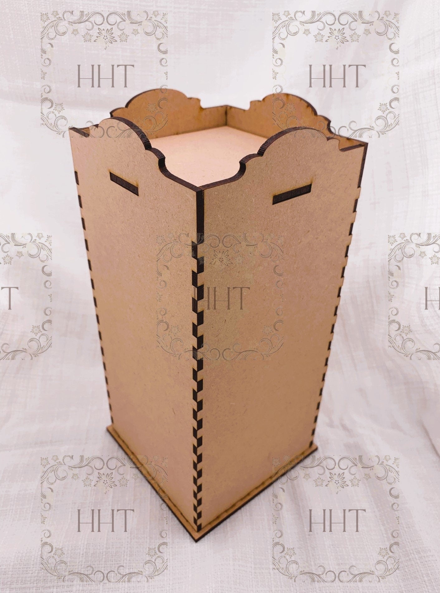 Laser Cut MDF, Candle, Holder, Pillar, Craft, Base, Blank, Canvas, Square, Decoupage Mixed Media, Crafts,, Paintable, 6 pc, 4 x 4 x 9