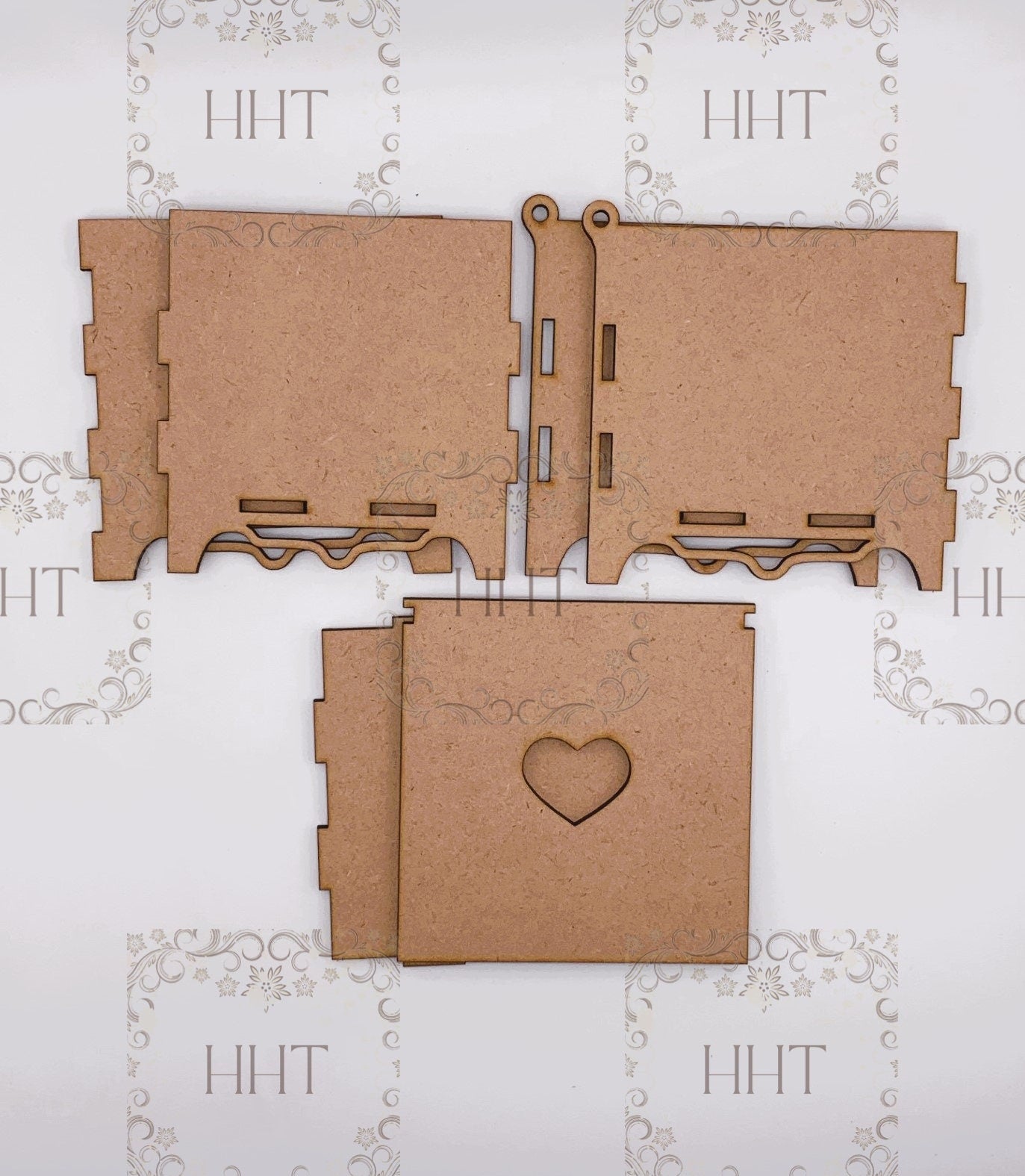 Laser Cut MDF, Trinket, Jewelry, Gift Box, Craft, Base, Blank, Canvas, Square, Decoupage, Mixed Media, Paintable, 6 pc, 4 x 4 x 4.25