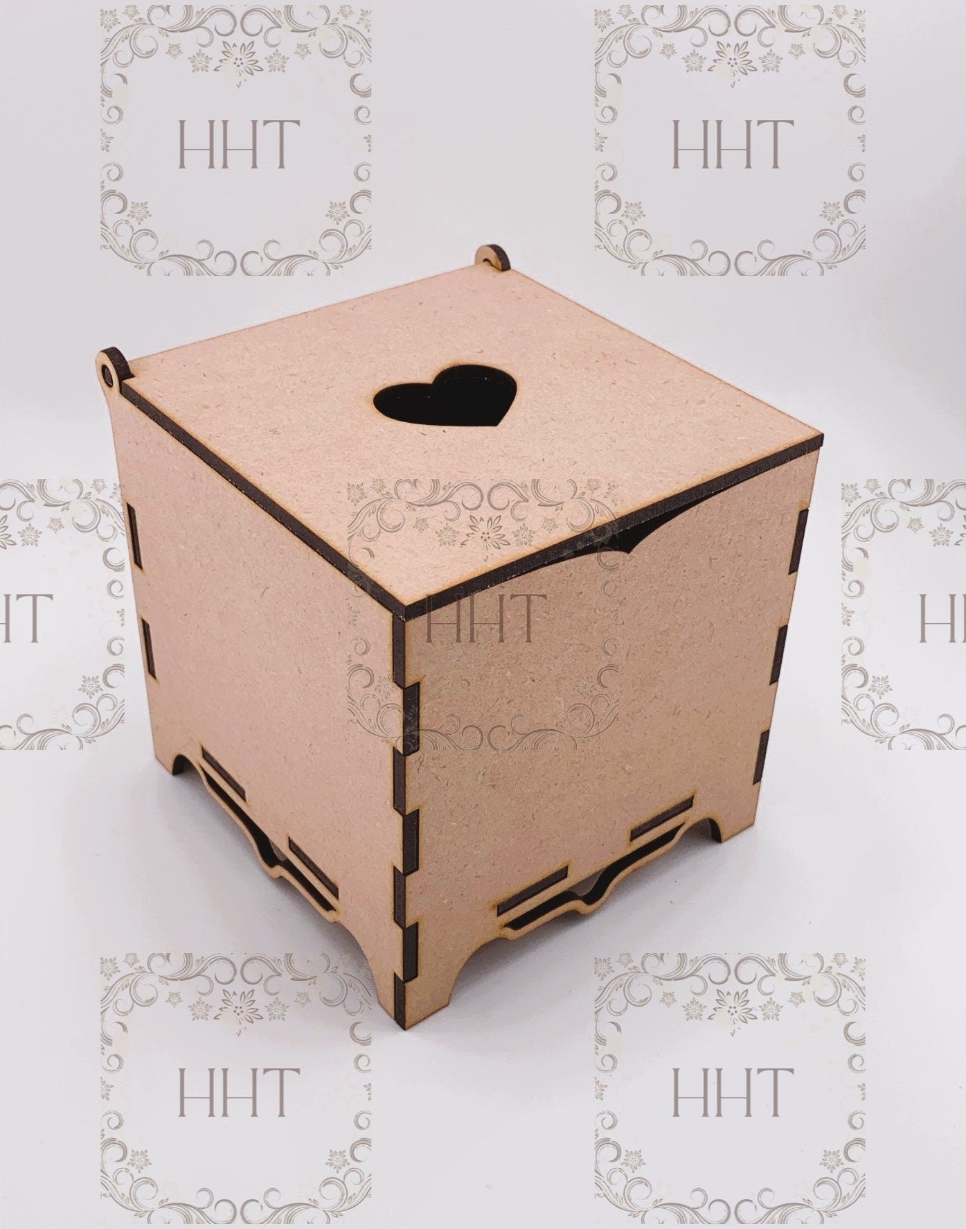 Laser Cut MDF, Trinket, Jewelry, Gift Box, Craft, Base, Blank, Canvas, Square, Decoupage, Mixed Media, Paintable, 6 pc, 4 x 4 x 4.25