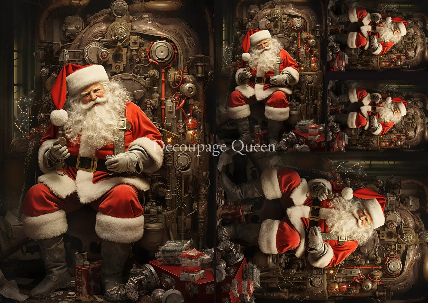 Decoupage Queen, 2023 Winter Release, Christmas, Rice Paper, A4 8.27 X 11.69, Santa Claus, Toymaker, Tinkerer, Squares, 0531 Decoupage Queen