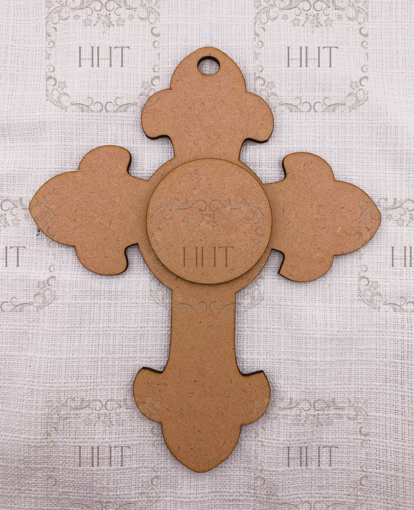 Laser Cut MDF Christmas, Cross, Ornament, Base, Blank, Canvas, Decorative, 2 piece, Decoupage, Mixed Media, Crafts,, 6" x 7.5" 1/8 "