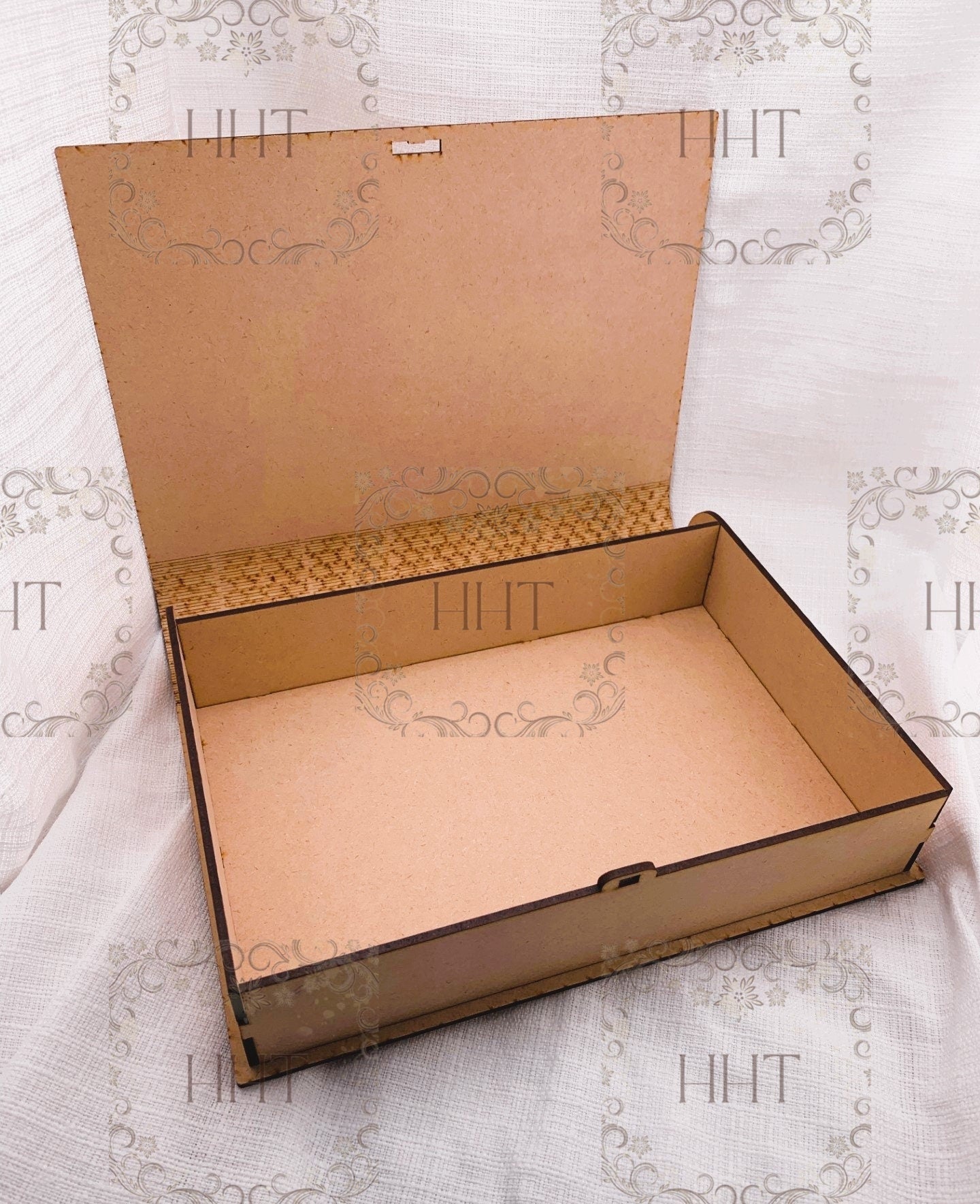 Laser Cut MDF, Book, Box, Craft, Base, Blank, Canvas, Decoupage, Mixed Media, Paintable, Self-Assembly, Buildable, 10.5" x 8" x 2.24"
