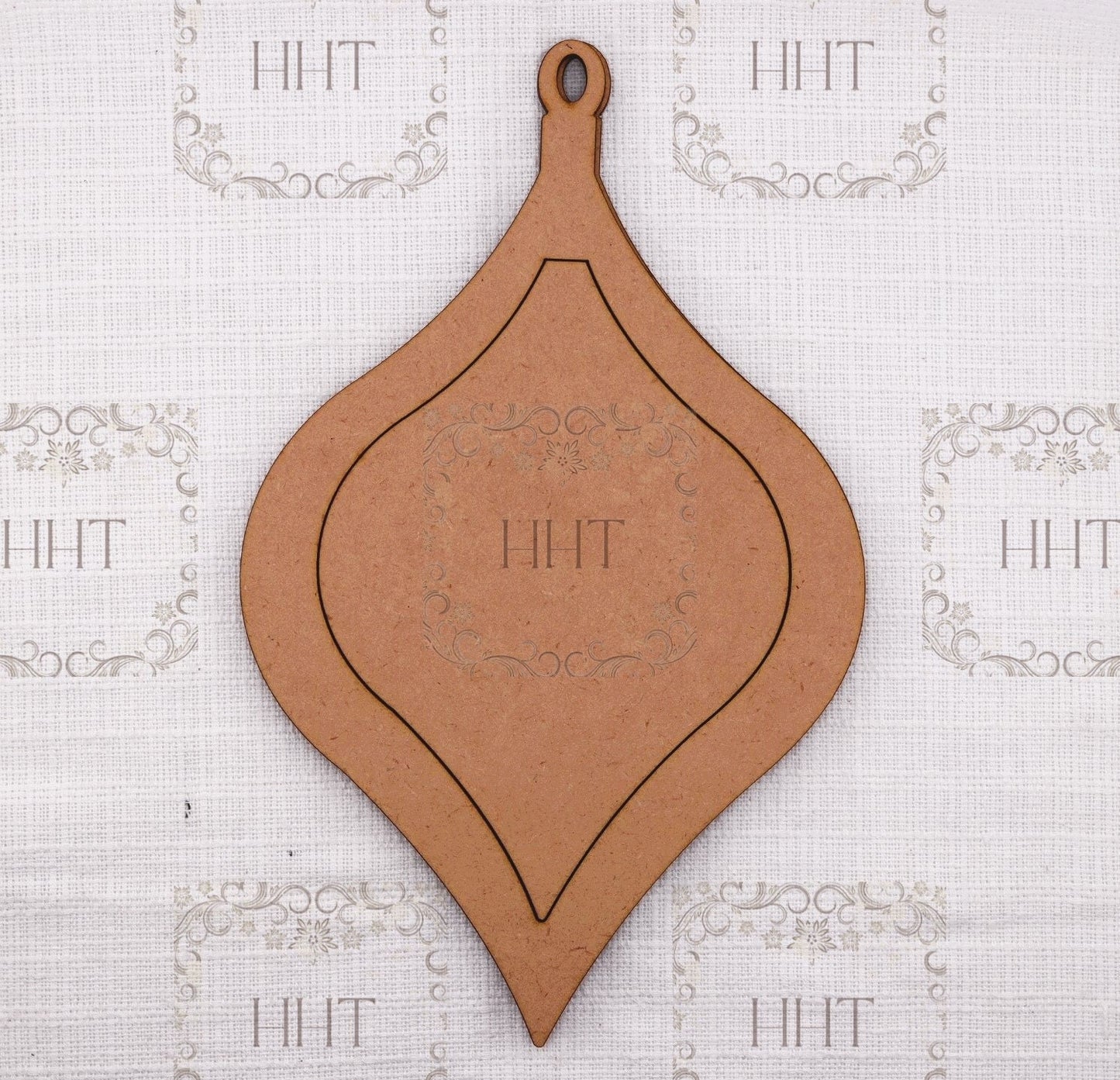 Laser Cut MDF, Vintage Style, Christmas Ornament, Blank, Base, Overlay, Frame, 3 pc, Decoupage, Mixed Media, 5.25' x 8.5", 1/8" thick