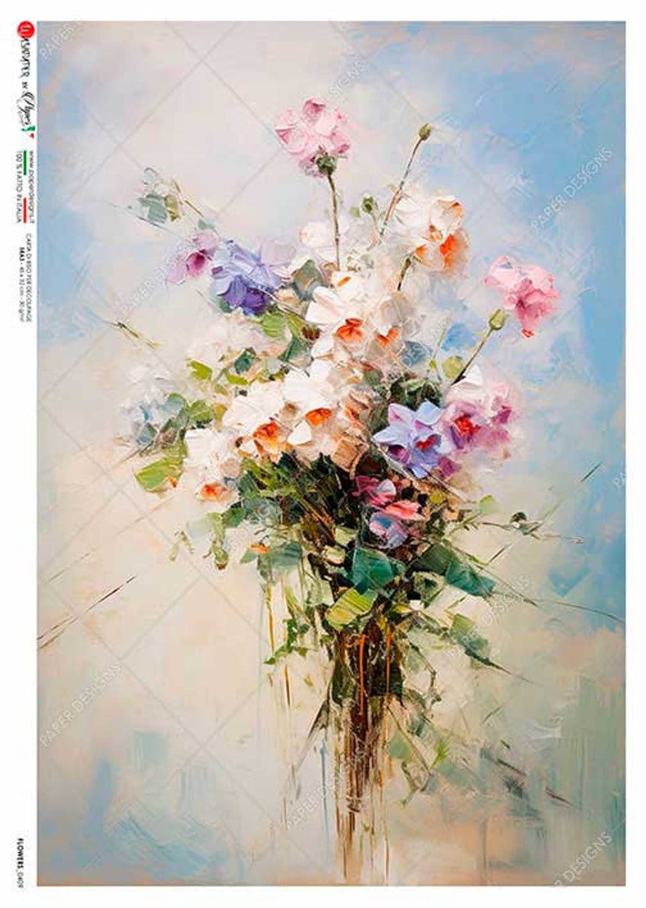 Paper Designs, 2023 Release, Spring Bouquet, Flowers, Shabby Chic, Vintage Style, Rice Paper, Decoupage, Mixed Media, 0409, A4 8.3" X 11.7"