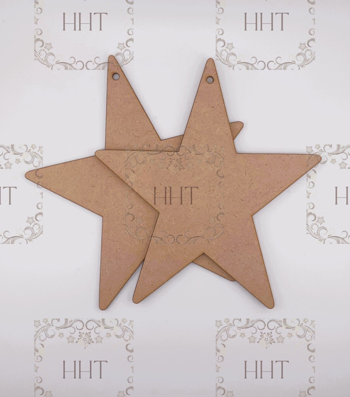 Handcrafted, Shabby Chic, Mixed Media, Vintage Style, Decoupage, MDF Star, Santa, Cardinal, Reversable, Christmas Ornament, Decoration
