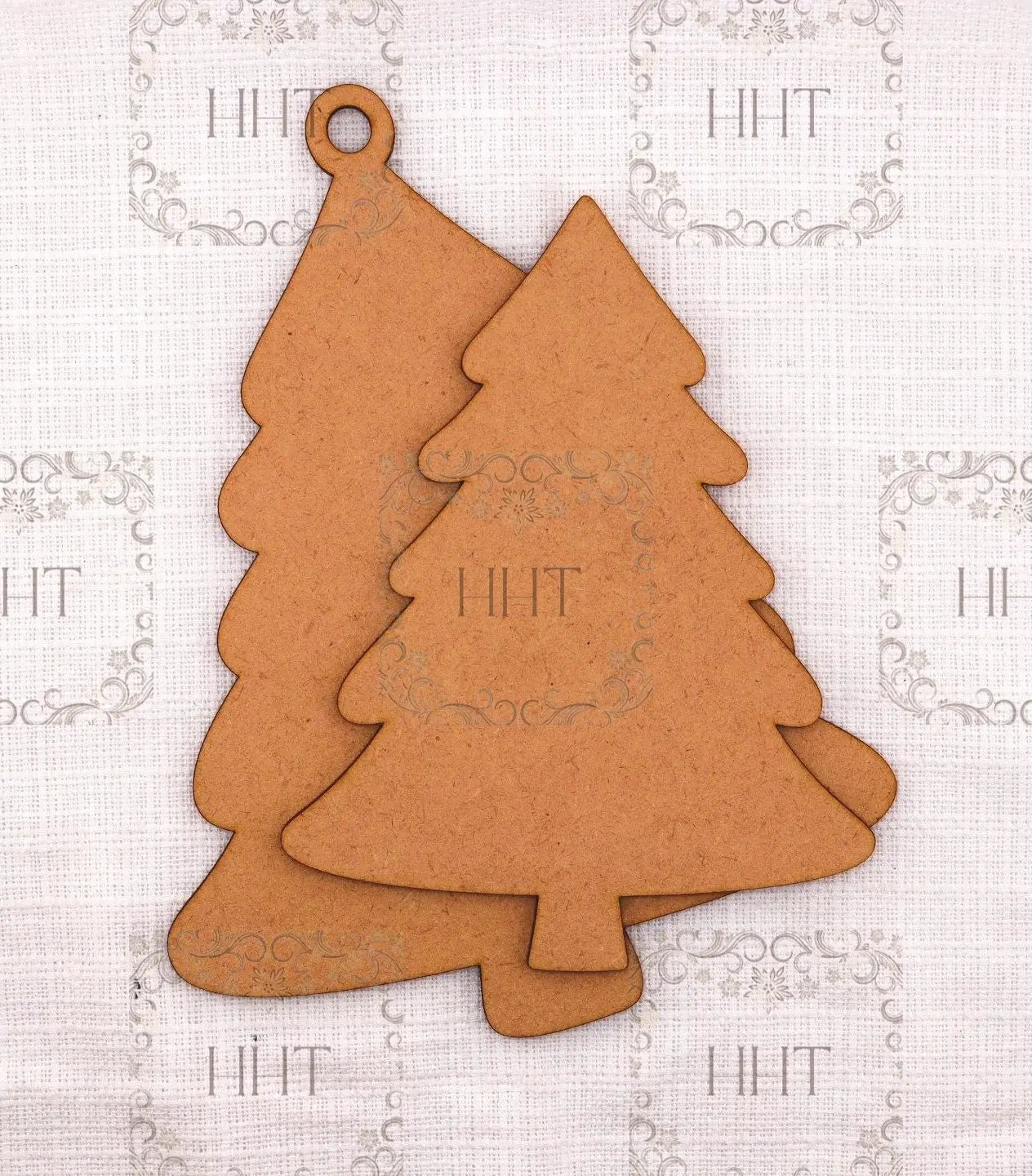 Laser Cut MDF, Christmas Tree, Pendant, Ornament, Blank, Base, Center Overlay 2 pc, Decoupage, Crafts, Mixed Media, 5.5" x 7" , 1/8 Handcrafted Holiday Traditions