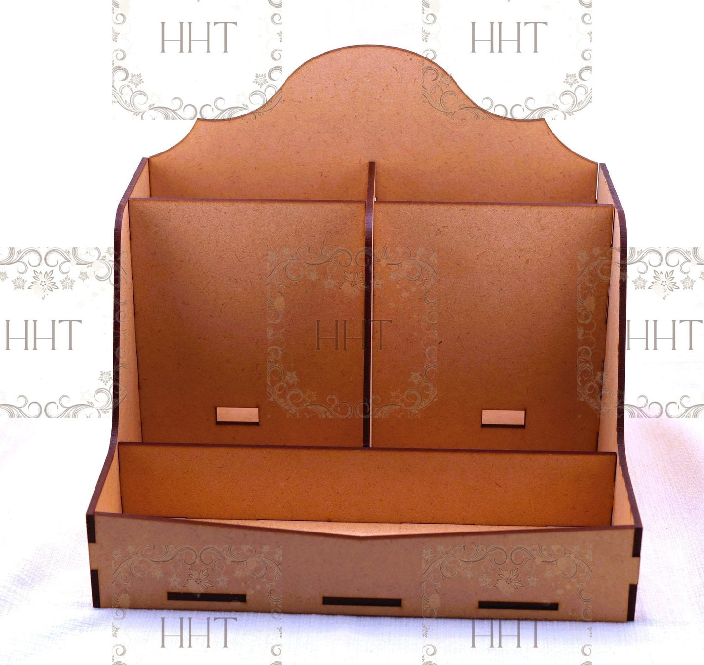 Laser Cut MDF, Desk Organizer, Stationary, Charging Station, Craft, Base, Blank, Canvas, Decoupage, Mixed Media, 8.5”w x 7”d x 7.25"h