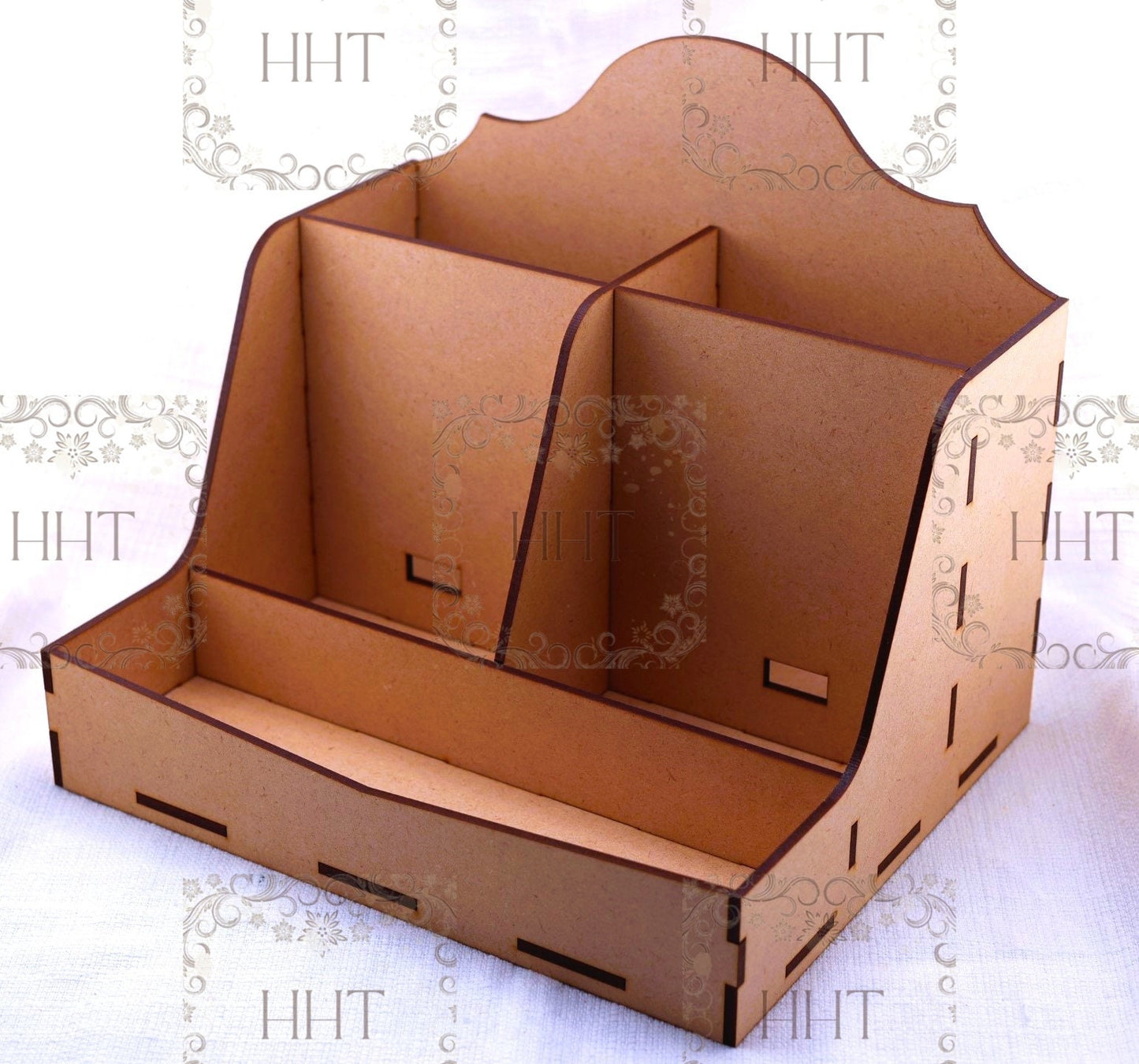 Laser Cut MDF, Desk Organizer, Stationary, Charging Station, Craft, Base, Blank, Canvas, Decoupage, Mixed Media, 8.5”w x 7”d x 7.25"h