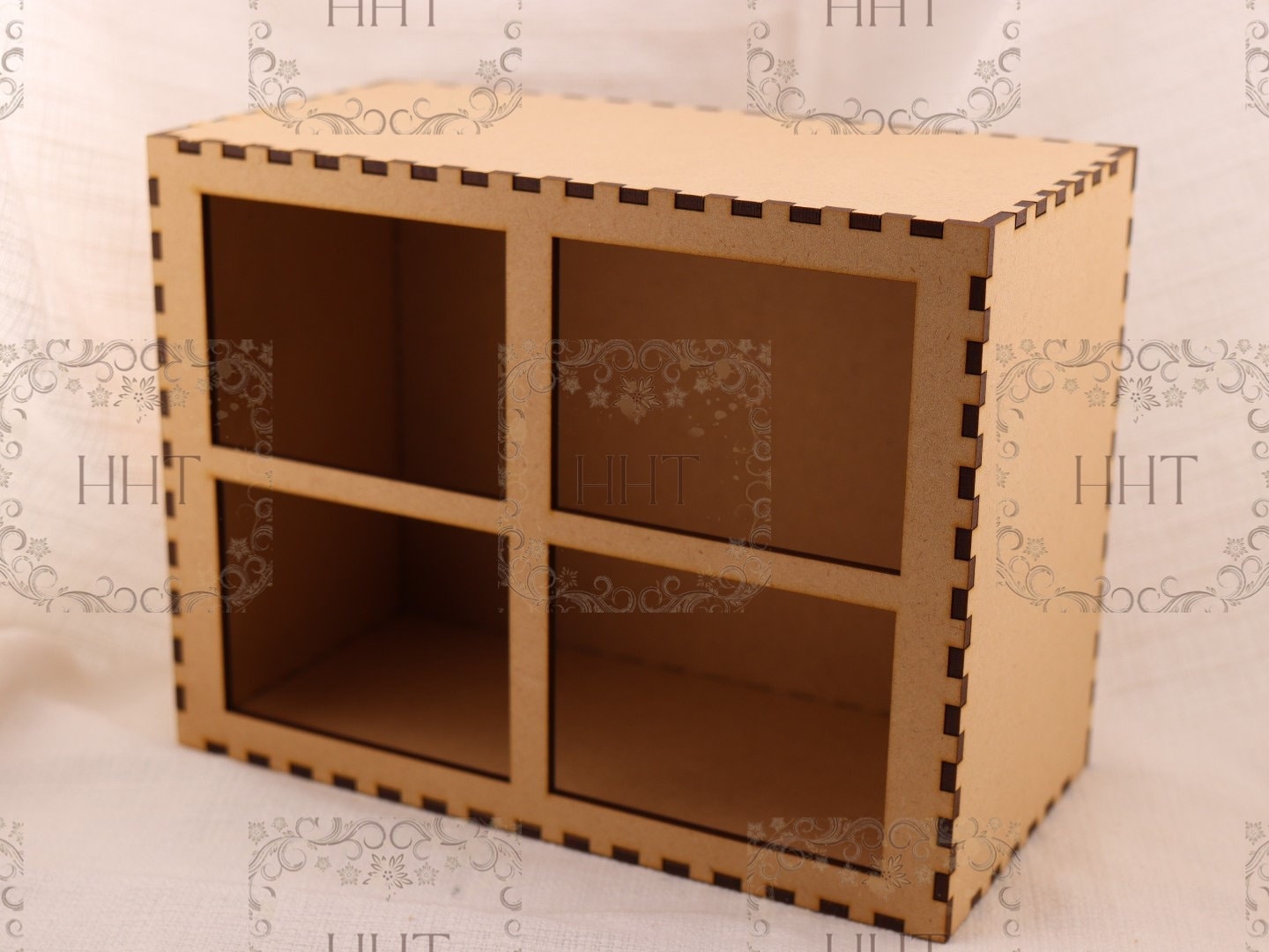 Laser Cut MDF, Shelf Sitter, Box, Window Pane, Shadow Box, Base, Blank, Canvas, Decoupage, Mixed Media, Paintable, 6 pc, 8"w x 6"h x 4"d