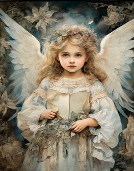 LaBlanche, 2023 Winter Release, Rice Paper, Beautiful, Christmas, Angel, Girl, Vintage, Shabby Chic Style, LBD334, A4 8.27 X 11.69 in