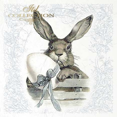 ITD Collection Rice Paper Mini Set for Decoupage RSM070, 6 sheets of rice paper 14,8x14,8 cm, Easter, Bunnies, Eggs, Rabbits, Spring
