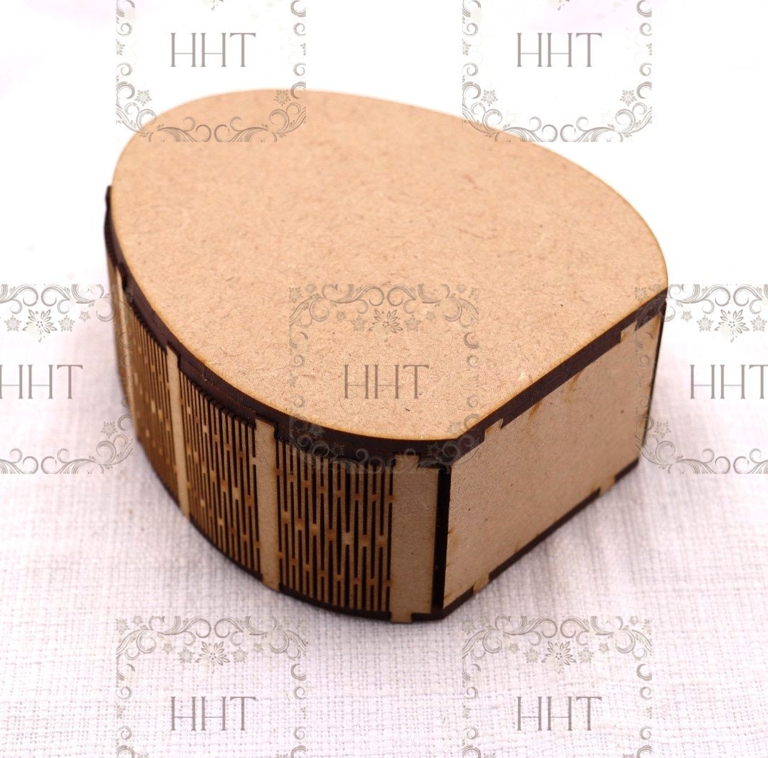 Laser Cut MDF, Easter Egg, Treat Box, Lid, Buildable, Craft, Base, Blank, Canvas, Decoupage, Mixed Media, Paintable, 6 pc, 4w x 4.5l x 2h