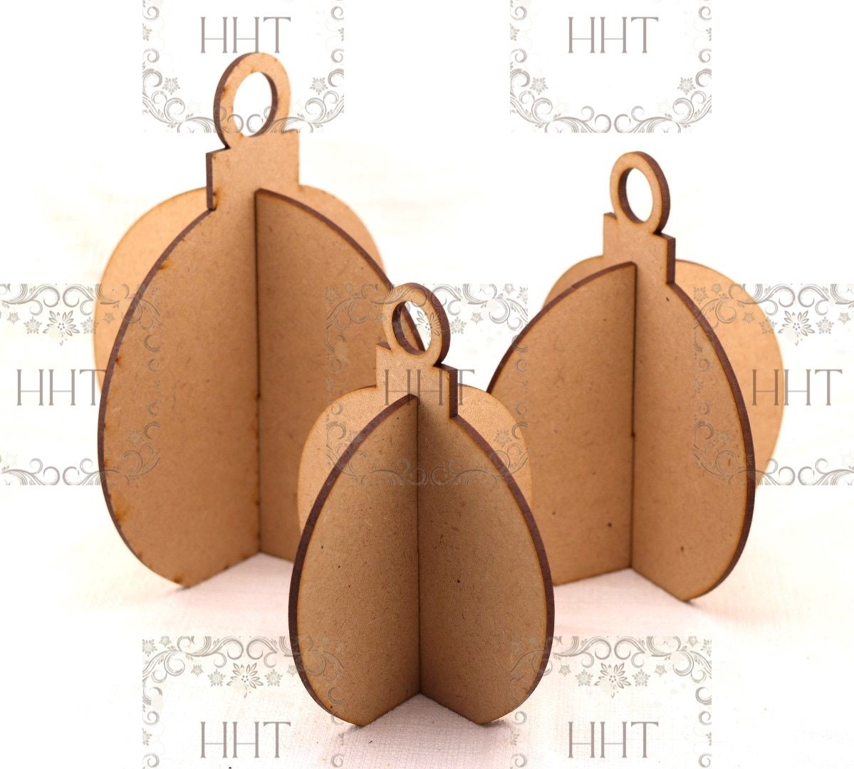 Laser Cut MDF, Round, 3 Dimensional, Blank, Base, Christmas Ornament, 2 pc, Decoupage, Mixed Media, Crafting, Canvas, 3 sizes, 1/8"