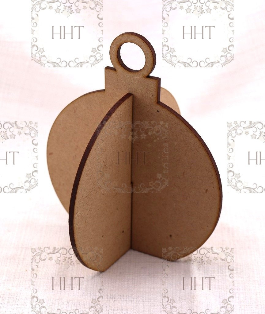 Laser Cut MDF, Round, 3 Dimensional, Blank, Base, Christmas Ornament, 2 pc, Decoupage, Mixed Media, Crafting, Canvas, 3 sizes, 1/8"