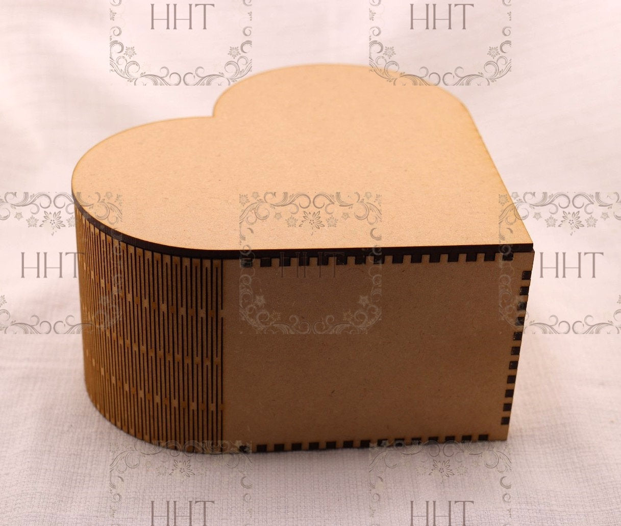 Laser Cut MDF, Heart Box, with Lid, Buildable Kit, Craft, Base, Blank, Canvas, Decoupage, Mixed Media, Paintable, 7 pc, 7 W x 6.5L x 3.25 D