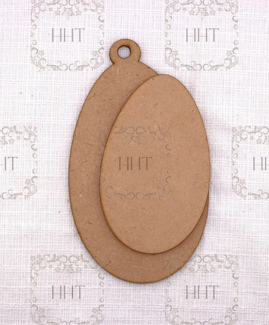 Laser Cut MDF, Easter Egg, Blank, Base, Ornament, Center Oval Overlay, 2 piece, Craft, Canvas, Decoupage, Mixed Media, 3.5"w x 6.25"l 1/8 in Handcrafted Holiday Traditions