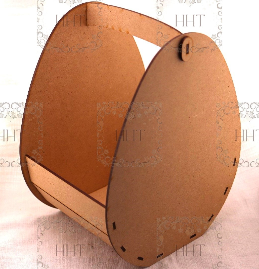 Laser Cut MDF, Easter Egg, Basket, Buildable, Craft, Base, Blank, Canvas, Decoupage, Mixed Media, Paintable, 13 pc, 5.75”w x 7.75”l x 10” h