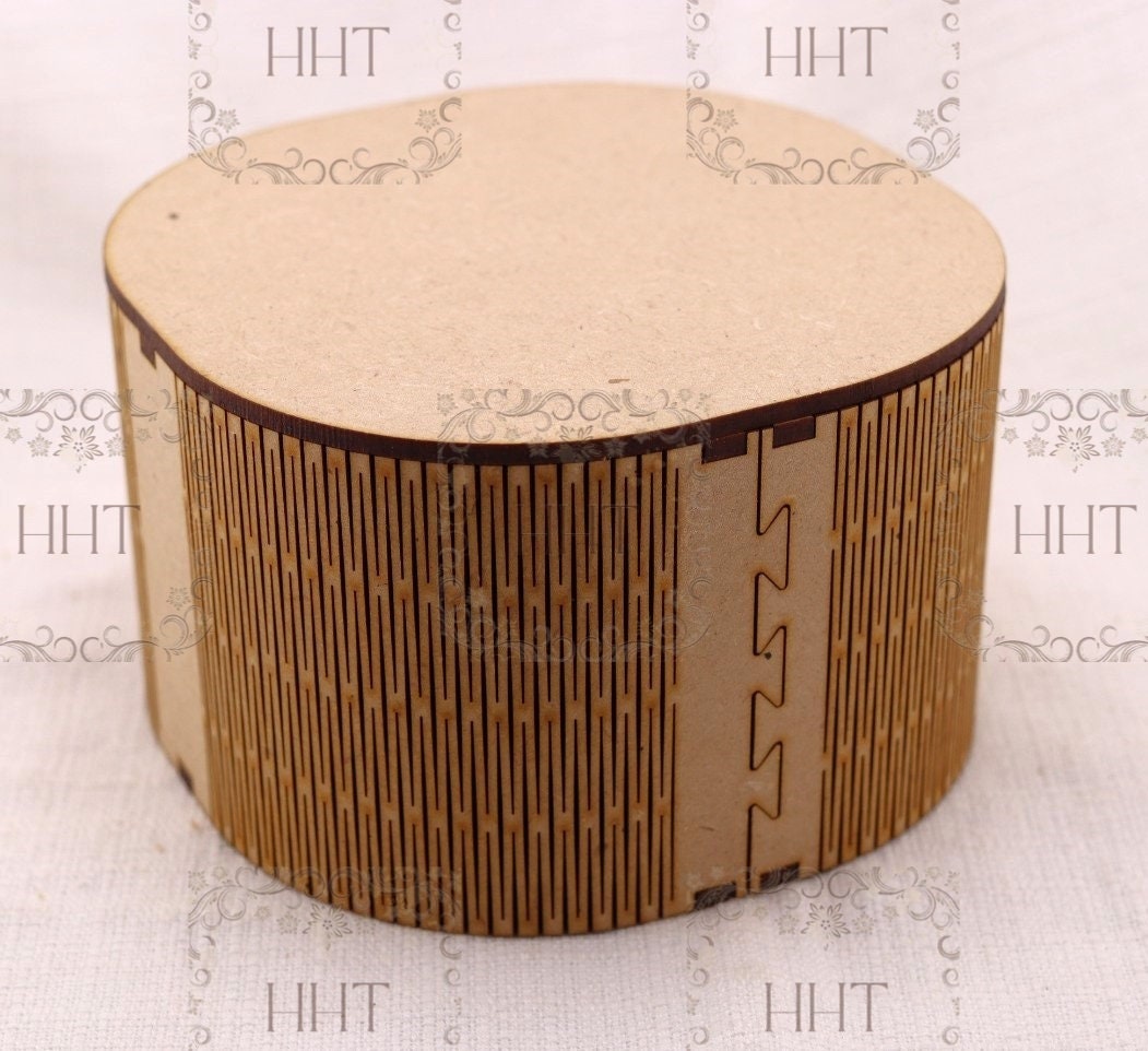 Laser Cut MDF, Round Flex Box with Flat Lid, Buildable Kit, Craft, Base, Blank, Canvas, Decoupage, Mixed Media, 6 pc, 5" diameter x 3.5"h