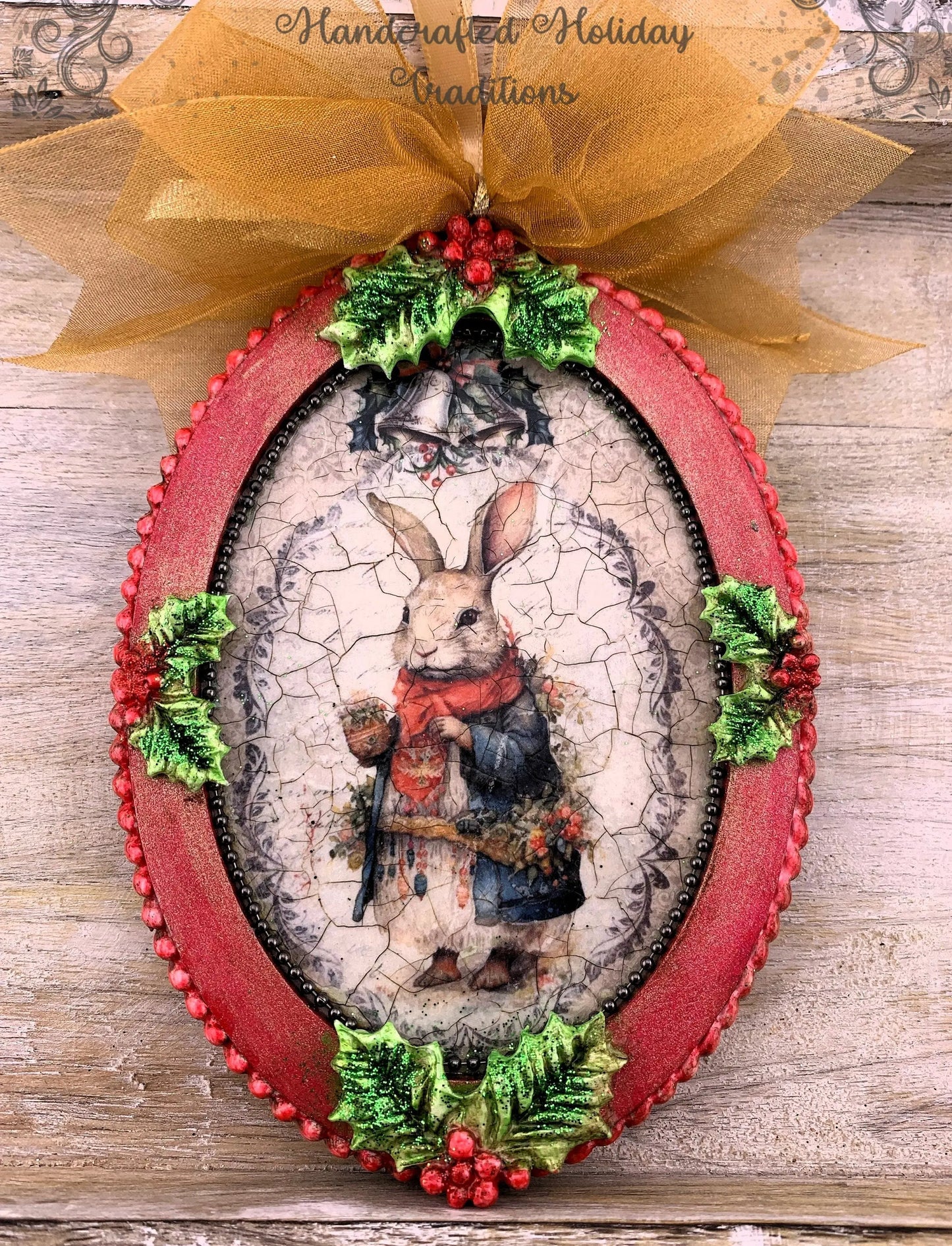 Laser Cut MDF, Christmas Ornament, Blank, Base, Oval, Frame Overlay, 3 piece, Decoupage, Crafts, Mixed Media, 4 x 6 in, 1/8 Handcrafted Holiday Traditions