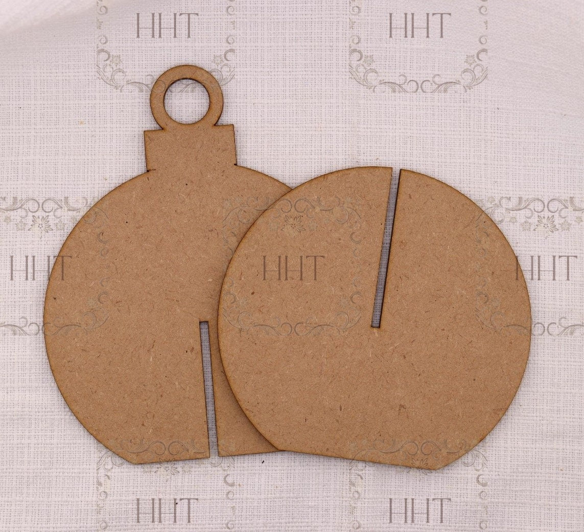 Laser Cut MDF, Round, 3 Dimensional, Blank, Base, Christmas Ornament, 2 pc, Decoupage, Mixed Media, Crafting, Canvas, 3 sizes, 1/8"