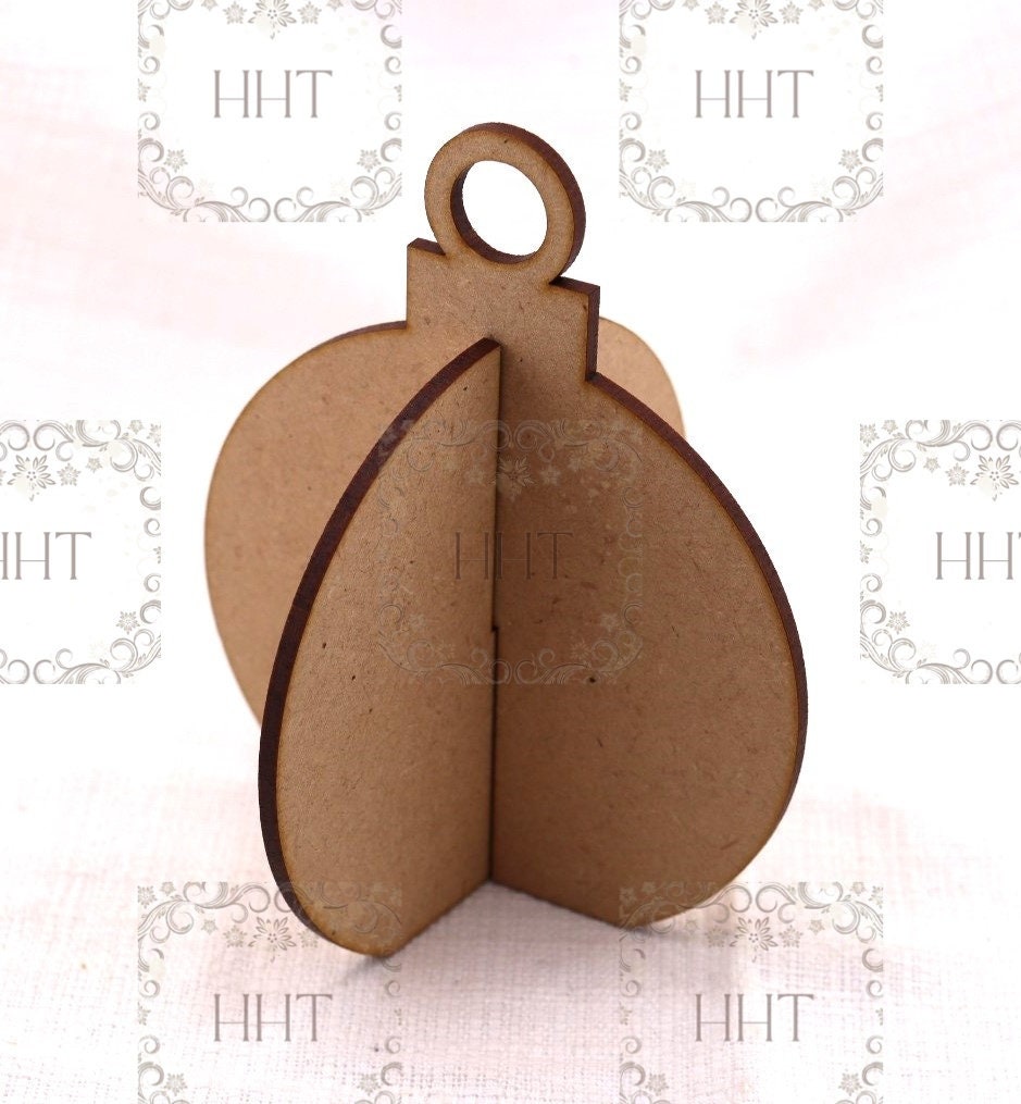 Laser Cut MDF, Round, 3 Dimensional, Blank, Base, Christmas Ornament, 2 pc, Decoupage, Mixed Media, Crafting, Canvas, 3 sizes, 1/8"