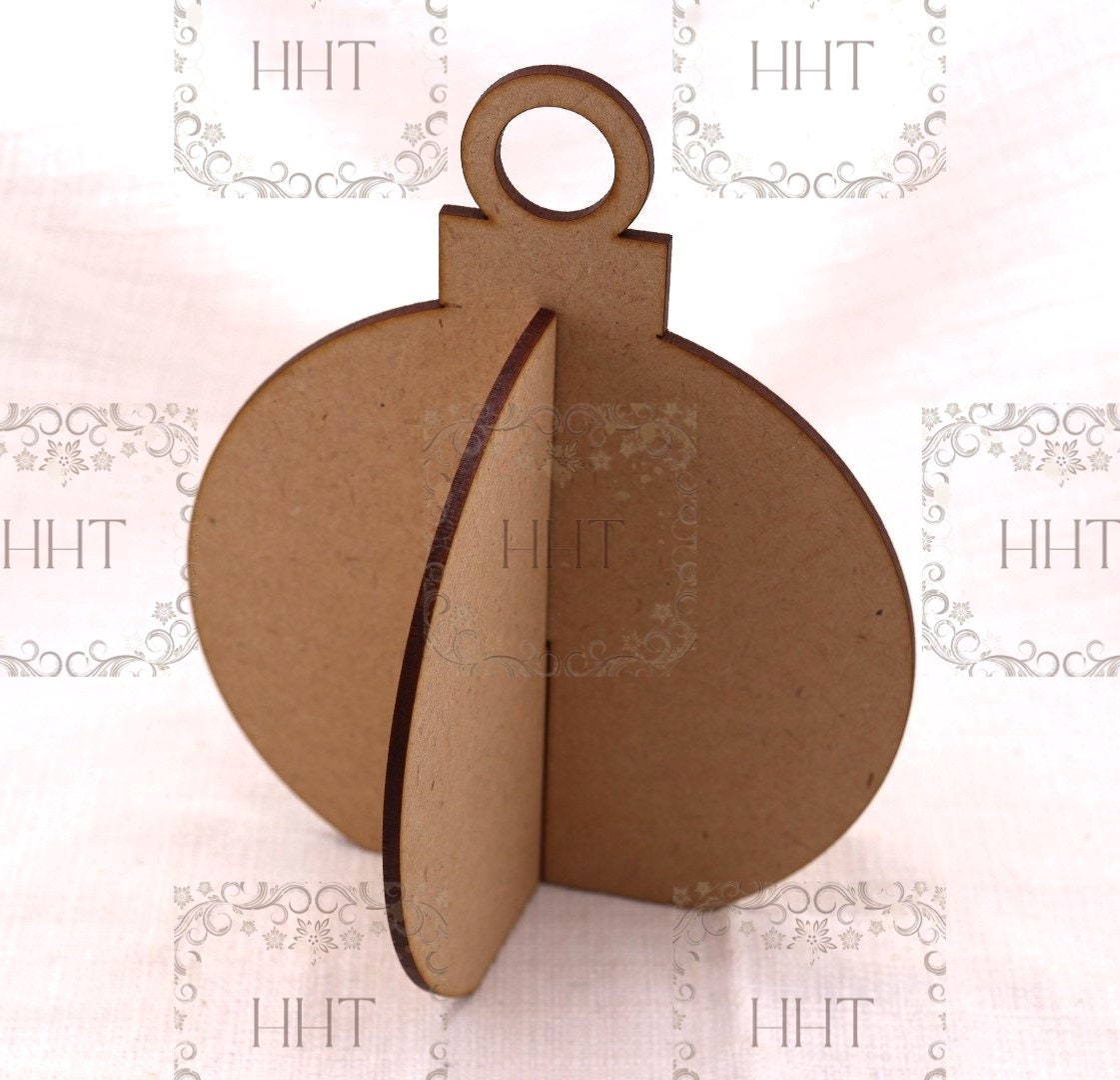 Laser Cut MDF, Round, 3 Dimensional, Blank, Base, Christmas Ornament, 2 pc, Decoupage, Mixed Media, Crafting, Canvas, 3 sizes, 1/8"