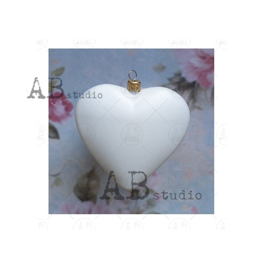 Blank Canvas Hearts, Ornaments for Decoupage, Mixed Media, Paintable, Shatterproof, Christmas Ornaments, White Plastic, AB Studio