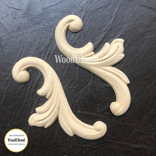 WoodUbend, Decorative Pair, Scrolls, Flourishes, WUB1315, 8.5 x 7.5 cm