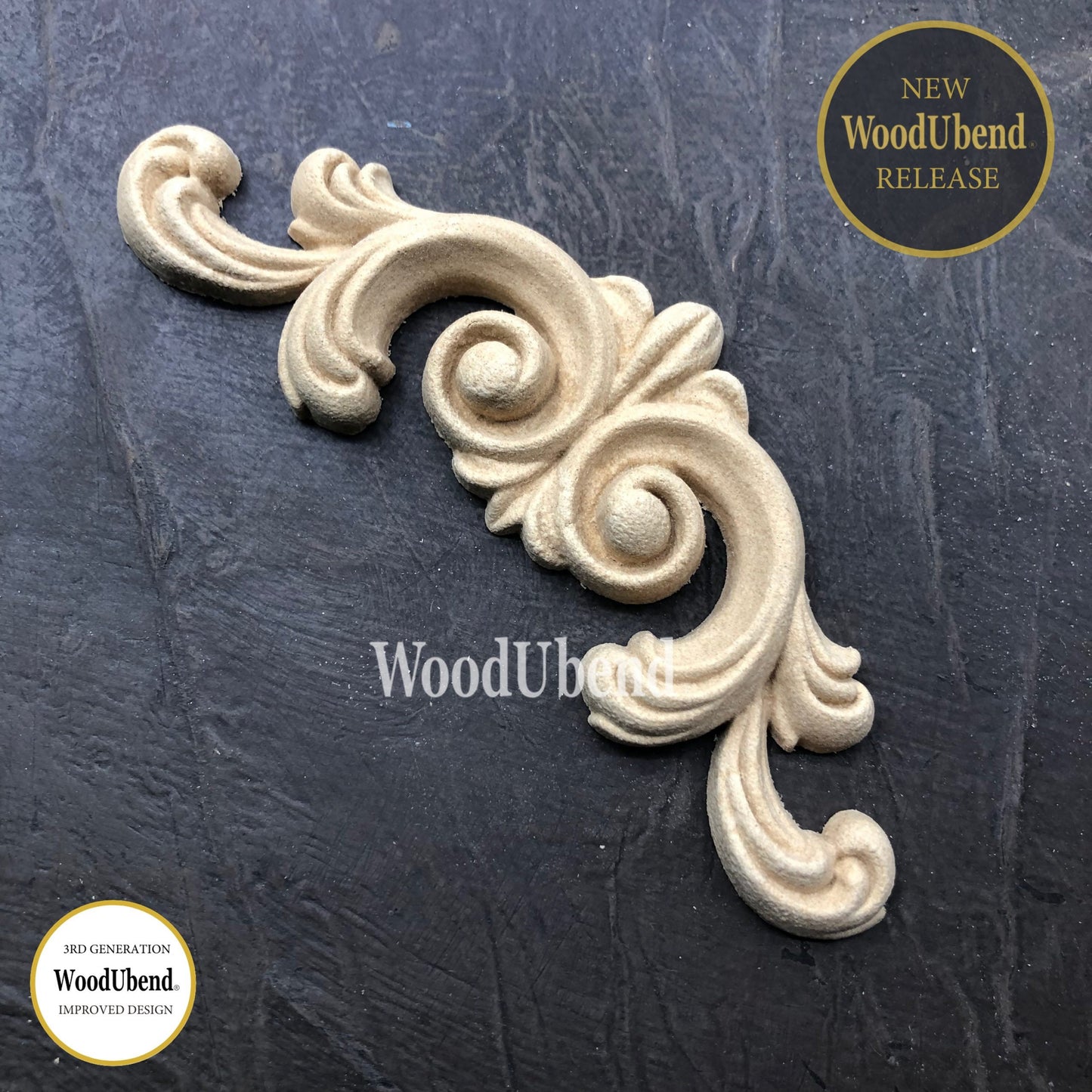 WoodUbend, Pack Of Two, Joined Scrolls, Flourishes, WUB6008, 1.97 × 5.31 in